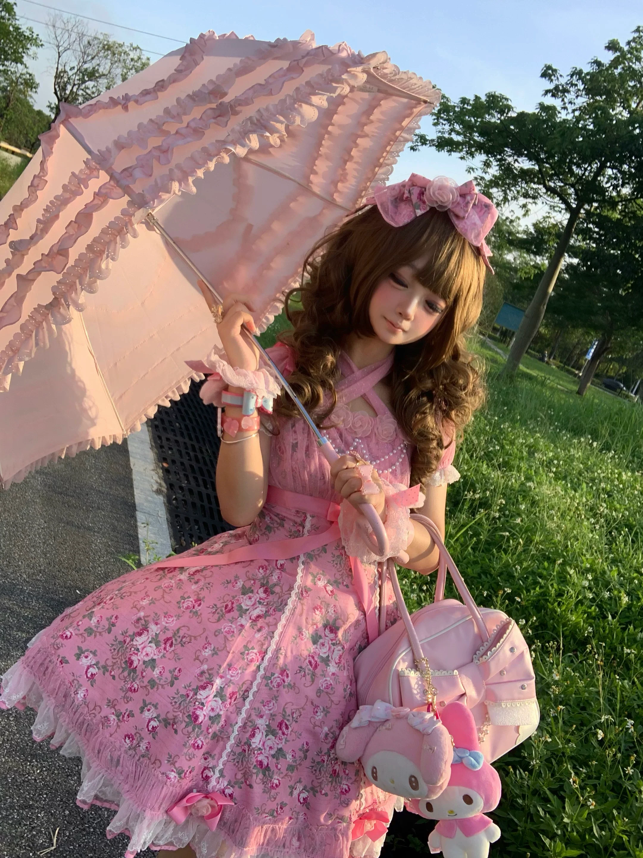 Crimson Poem - Old School Lolita Six-Panel Cut Floral Printed OP Dress - Image 5