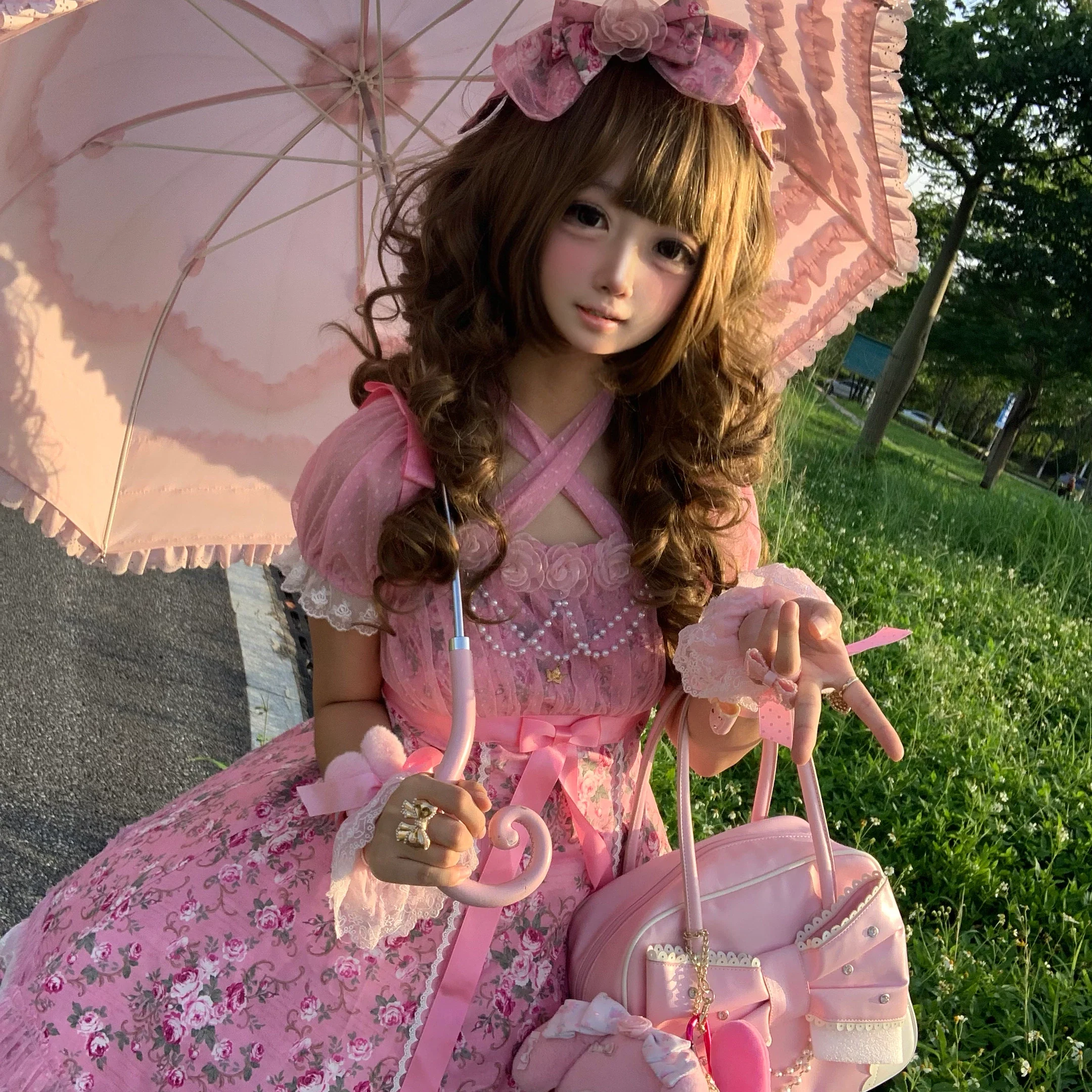 Crimson Poem - Old School Lolita Six-Panel Cut Floral Printed OP Dress - Image 6