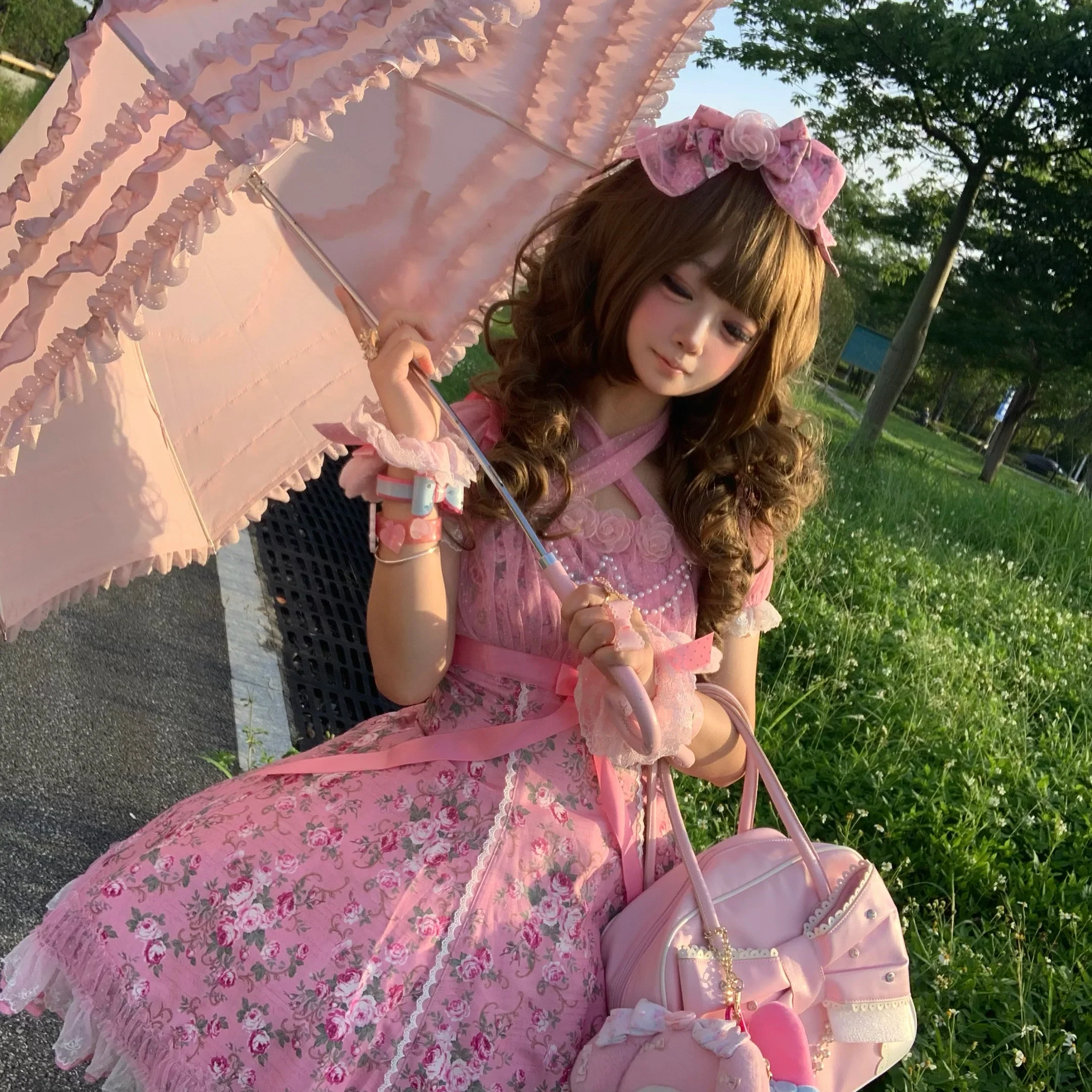 Crimson Poem - Old School Lolita Six-Panel Cut Floral Printed OP Dress - Image 7
