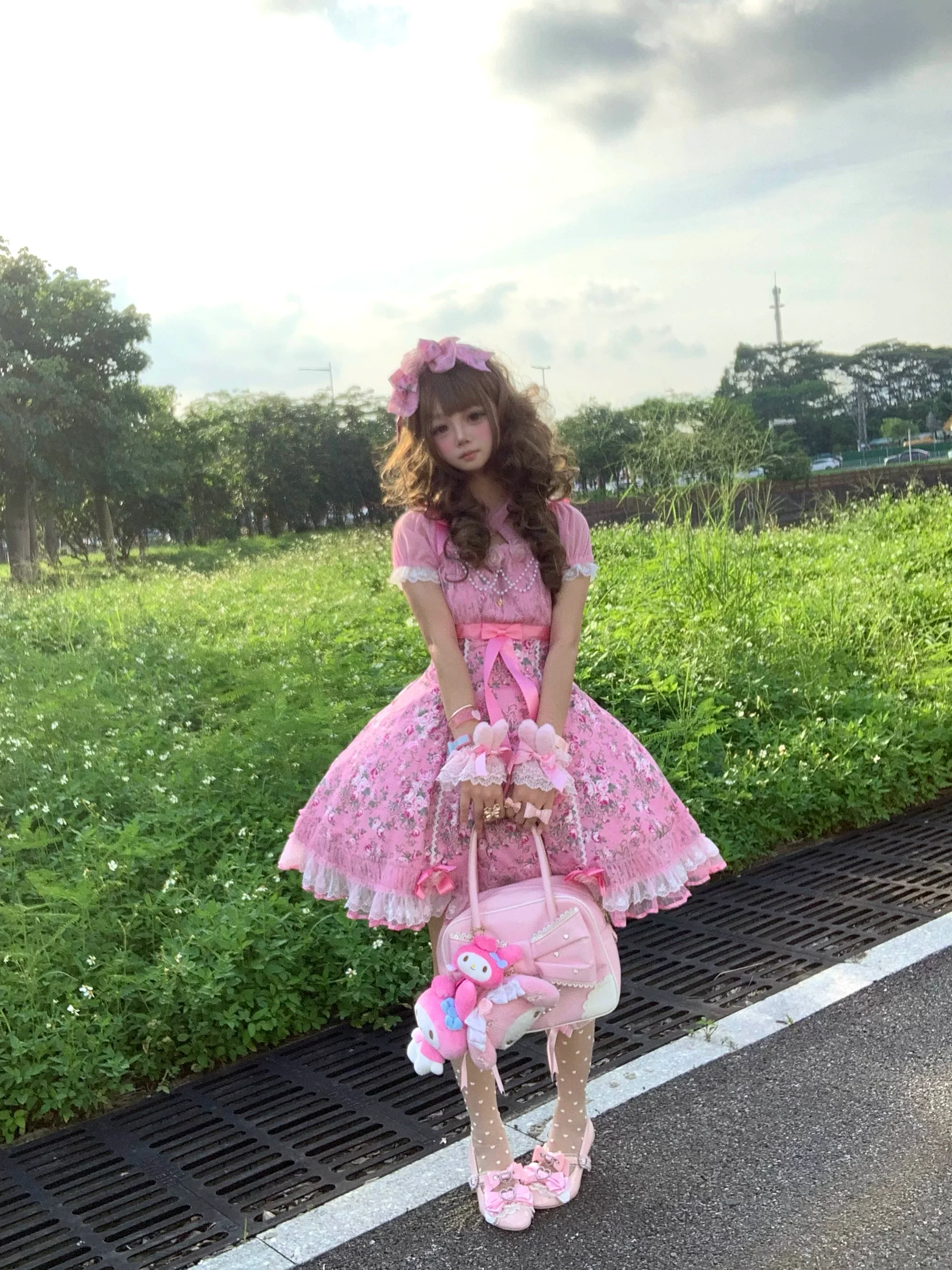 Crimson Poem - Old School Lolita Six-Panel Cut Floral Printed OP Dress - Image 8