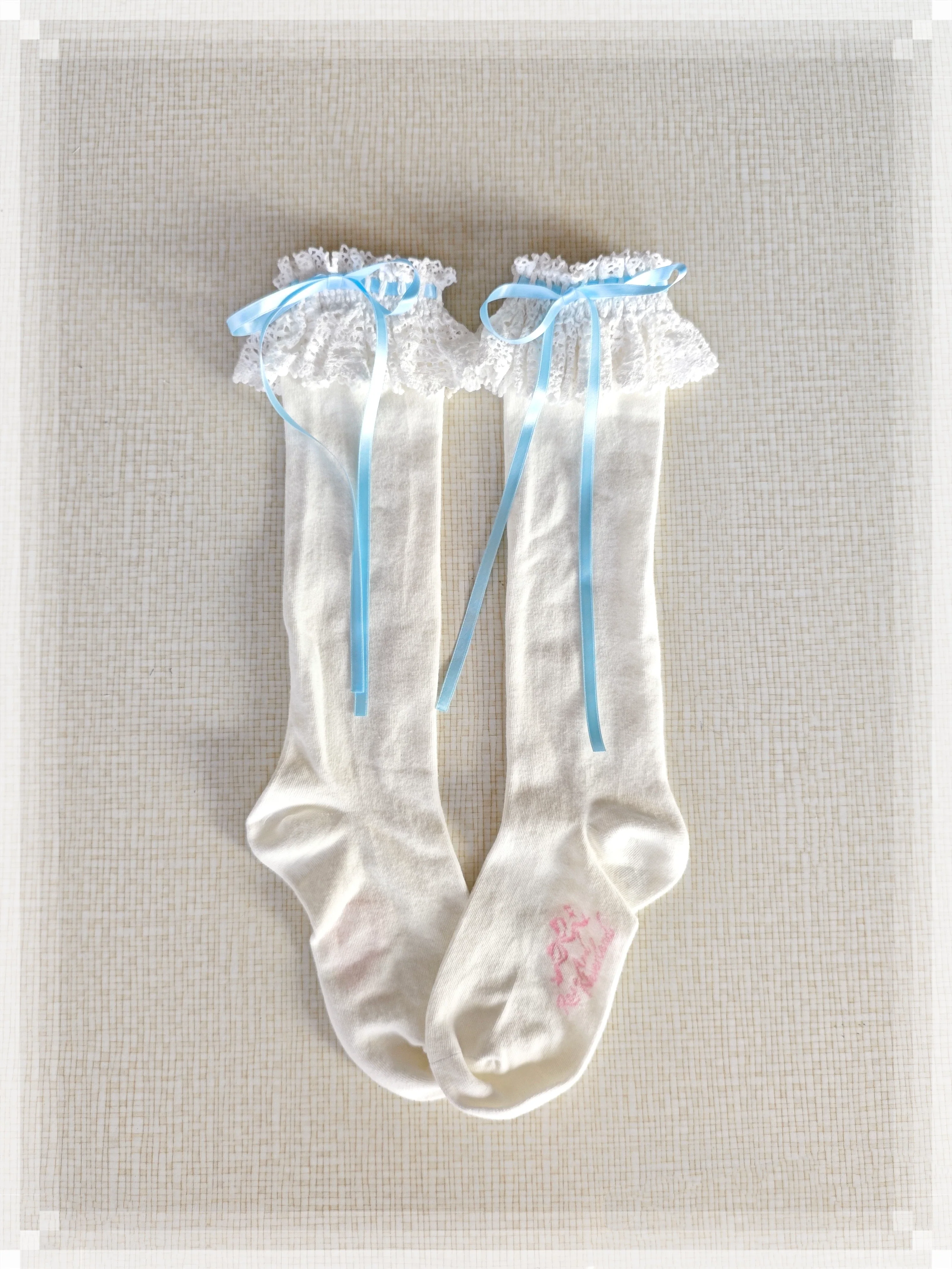 Cotton Old School Lolita White Socks with Colorful Ribbon Bows - Image 21