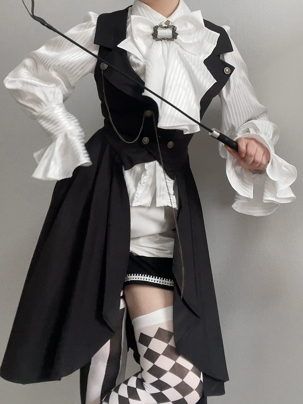 Gazing Galactic - Moonstone - Ouji Lolita Black Vest Prince Long Trailing Vest - Image 8