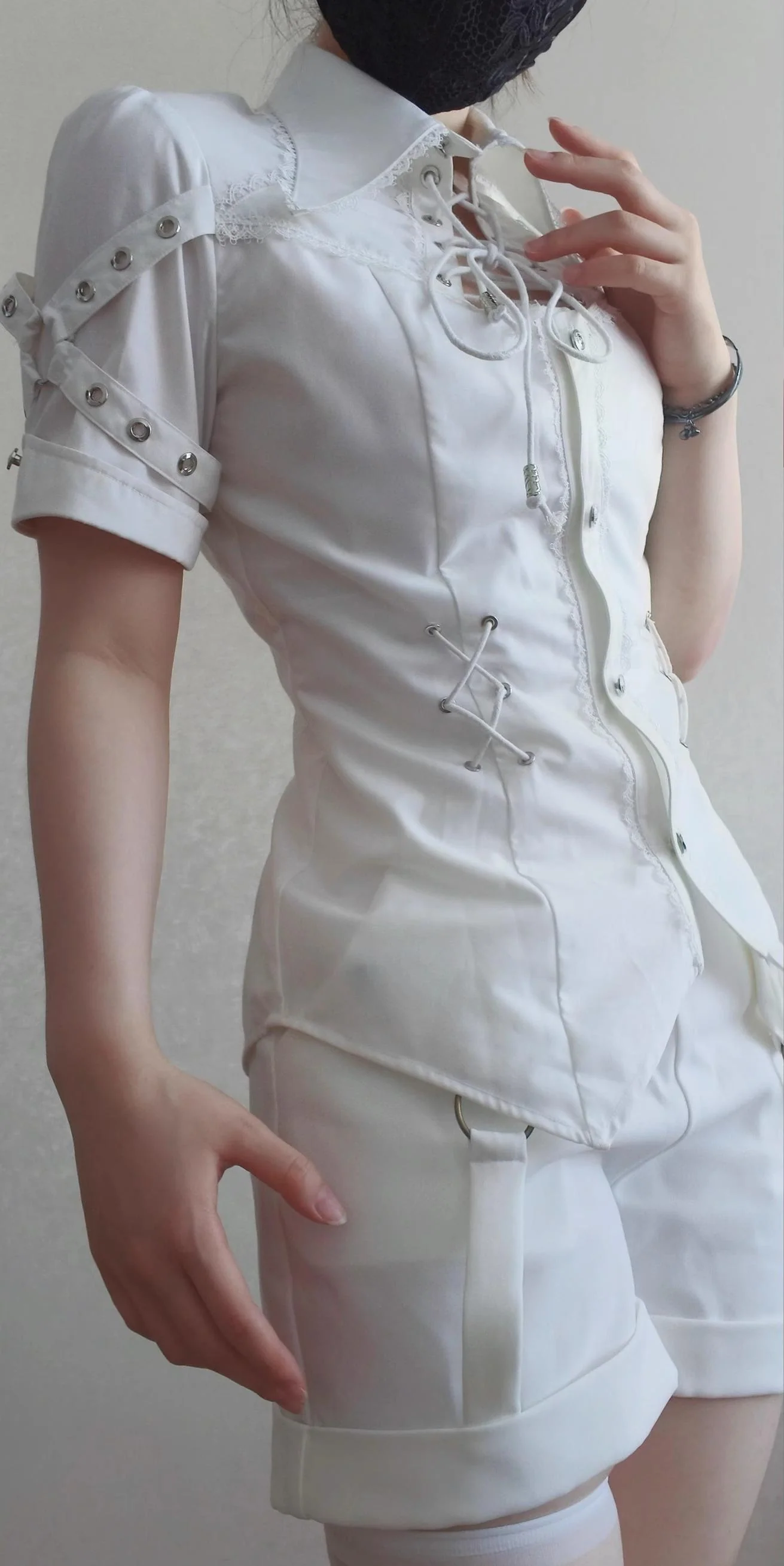Gazing Galactic - Ouji Lolita Blouse With Chest Cutout & Lace-Up - Image 3