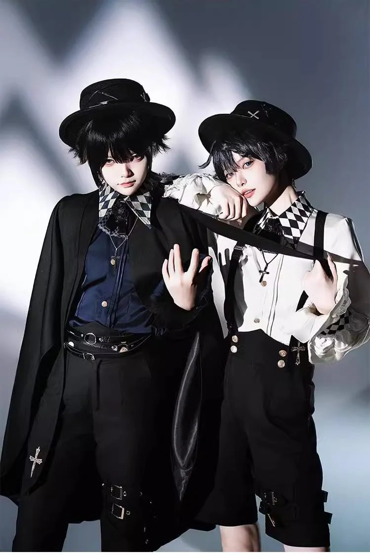 Fantasy Wonderland - Ouji Lolita Checkered Blouse, Suspenders Pants and Cape - Image 7