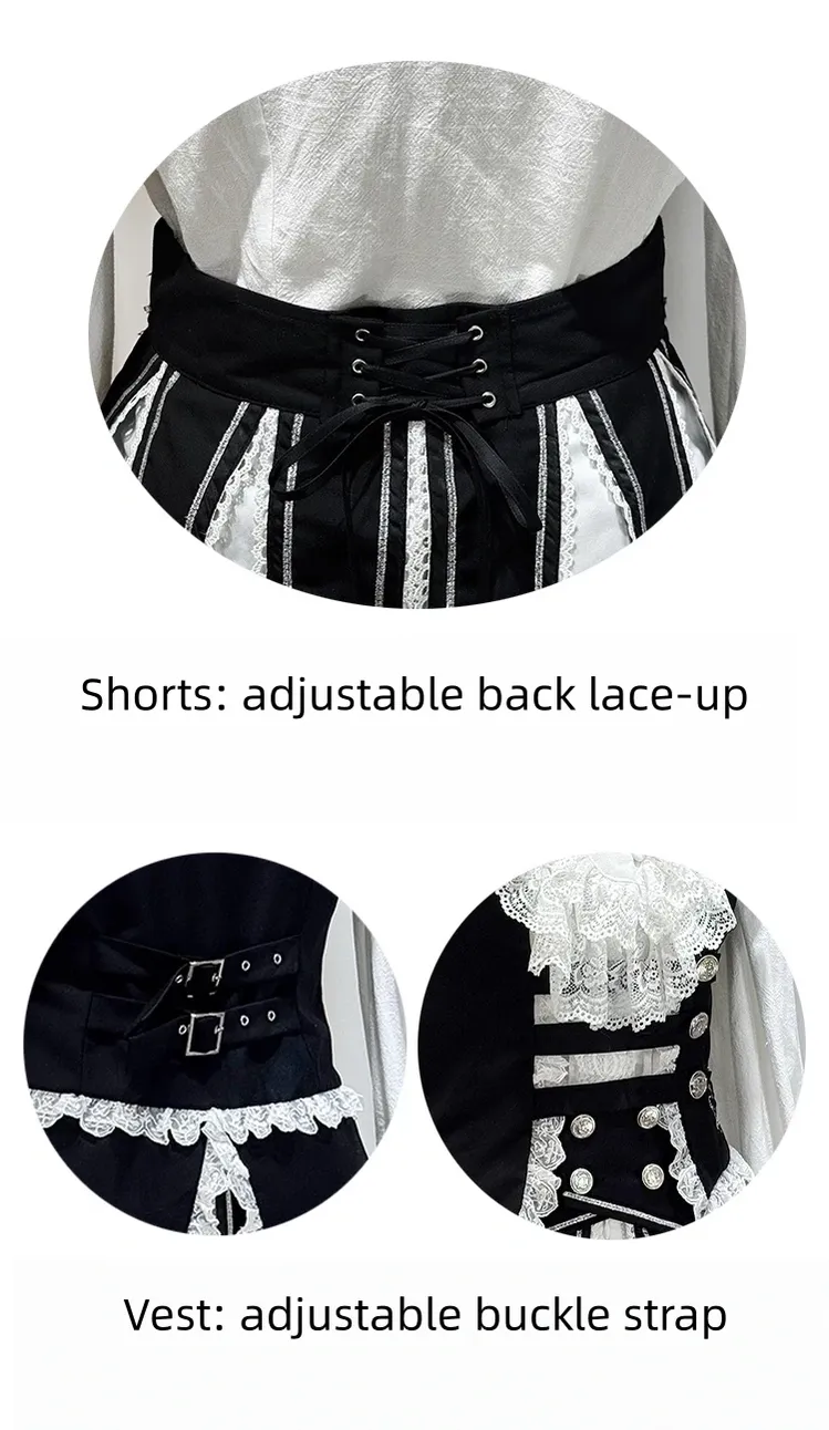 Crow Feather Ode - Ouji Lolita Cotton Linen Shirt and Clock Embroidery Vest Set - Image 8