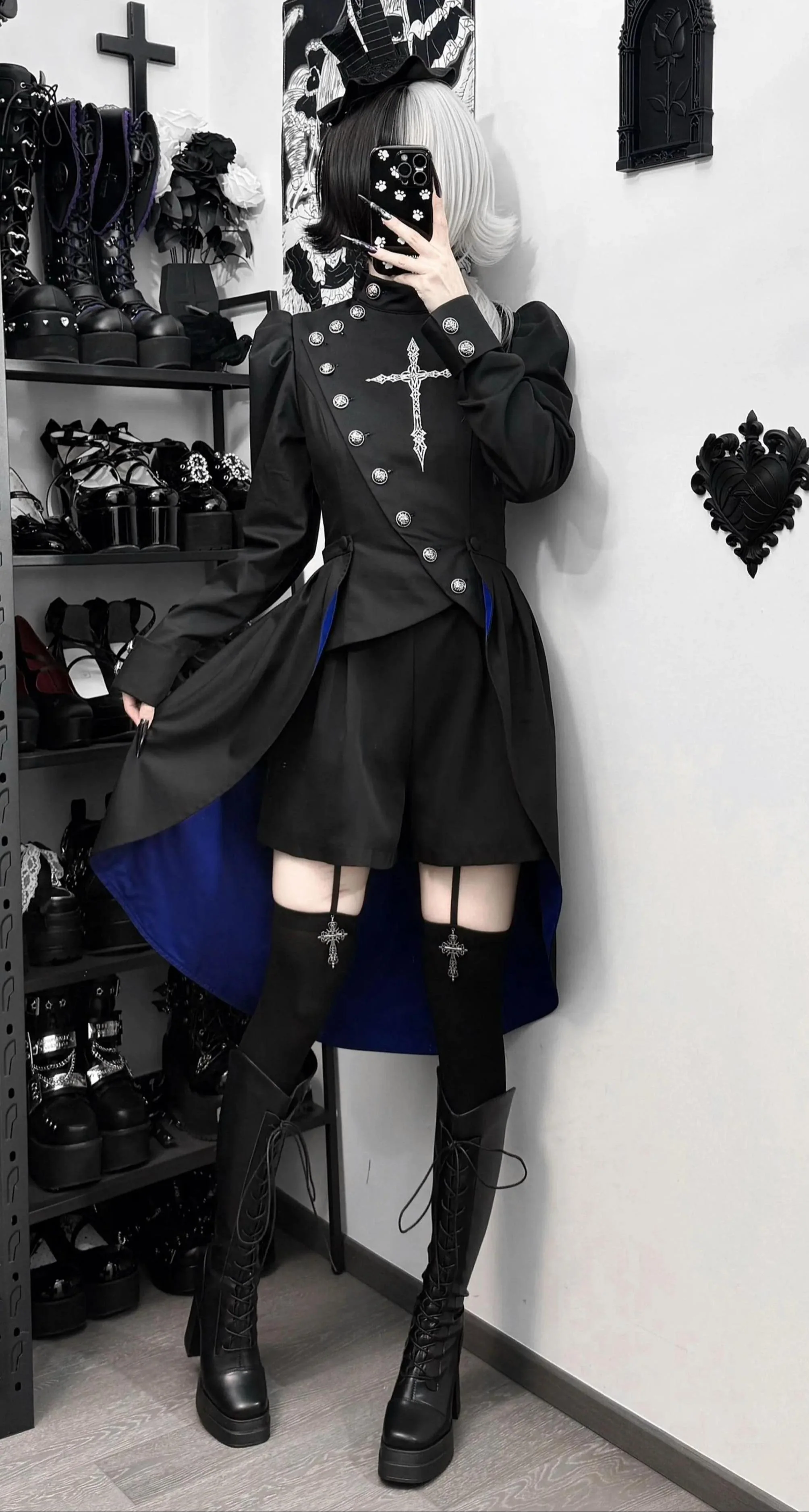 White Night Sonata - Ouji Lolita Embroidery Coat, Detachable Trailing - Image 15