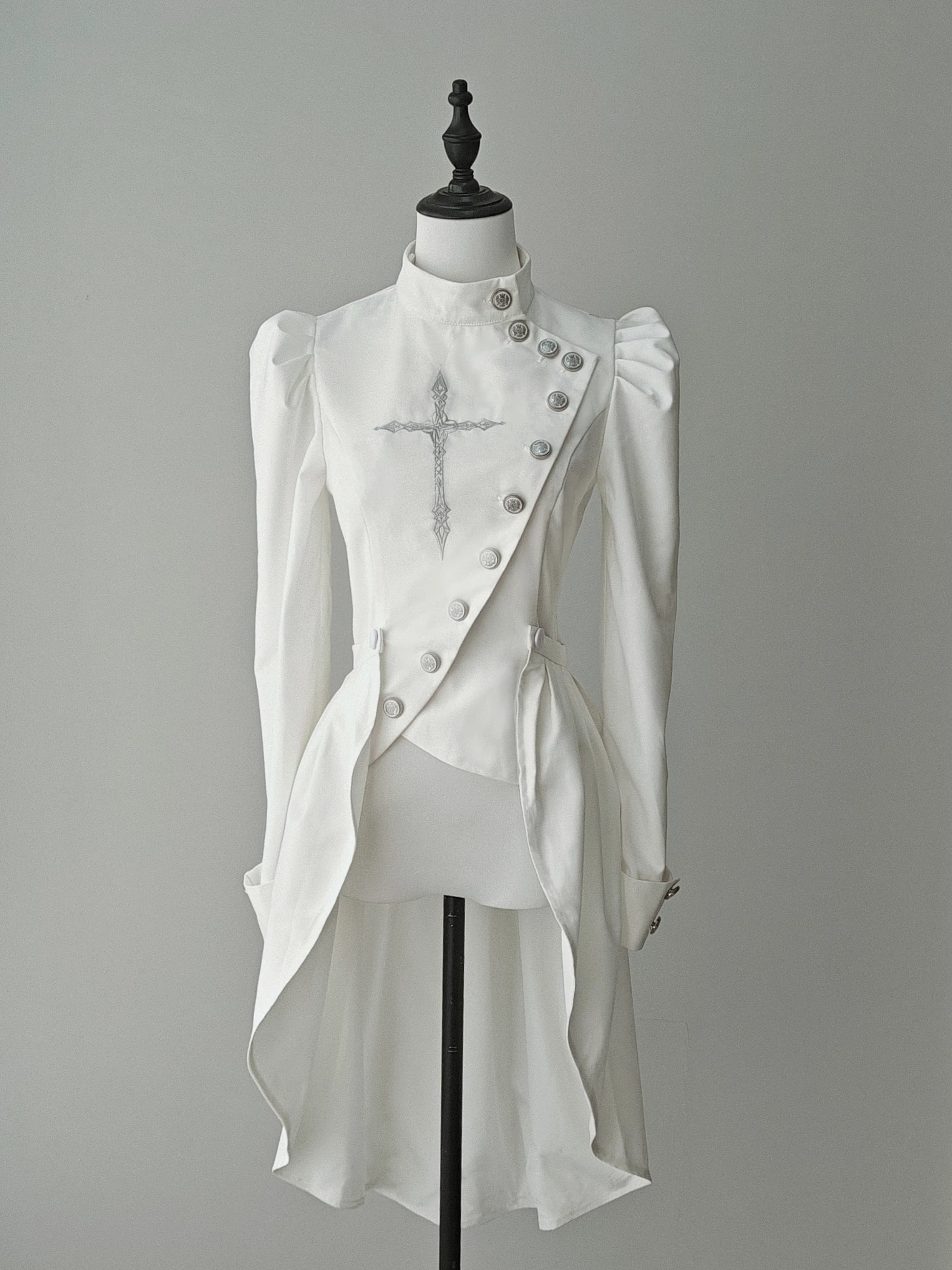 White Night Sonata - Ouji Lolita Embroidery Coat, Detachable Trailing - Image 2