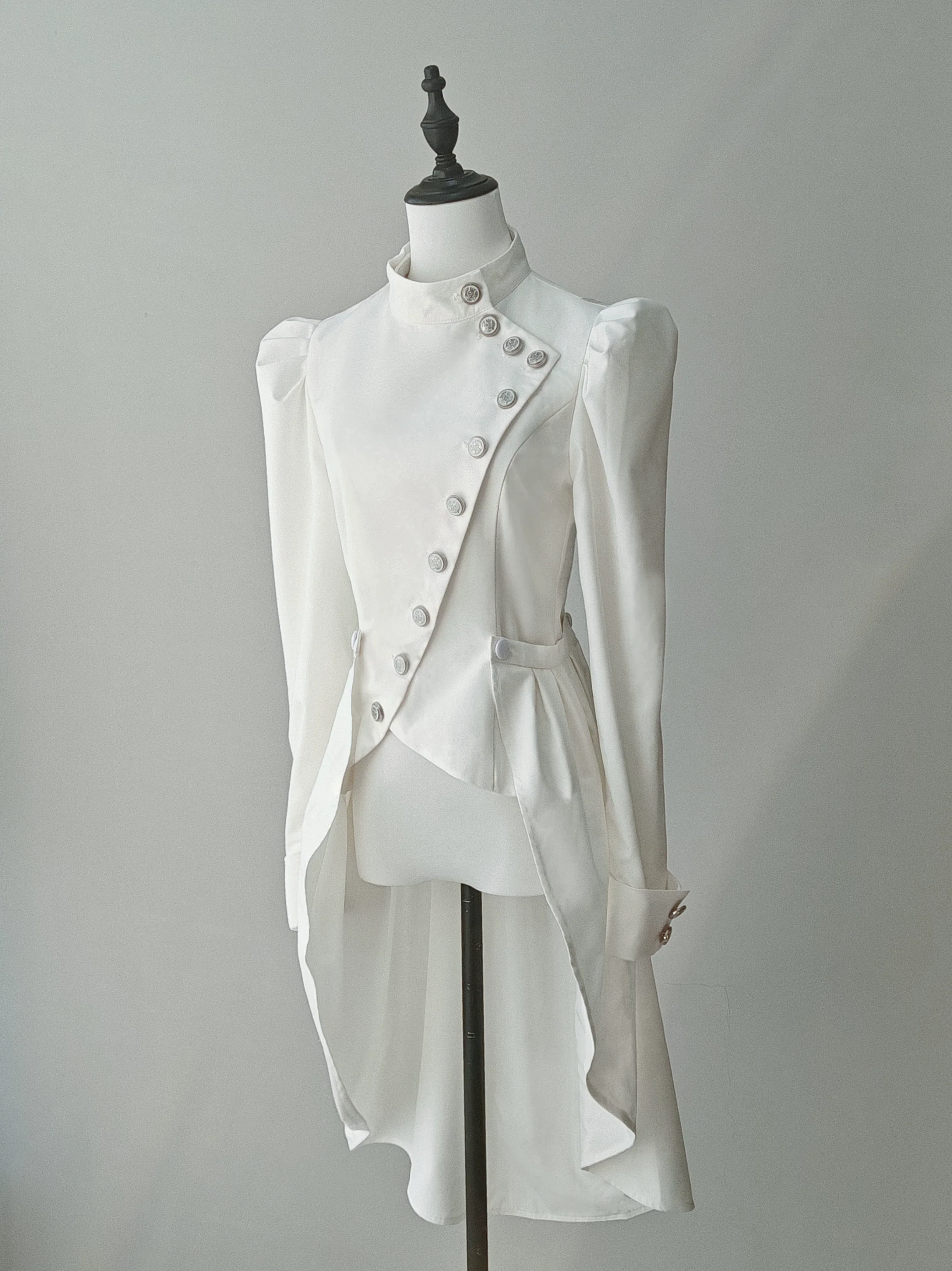 White Night Sonata - Ouji Lolita Embroidery Coat, Detachable Trailing - Image 3