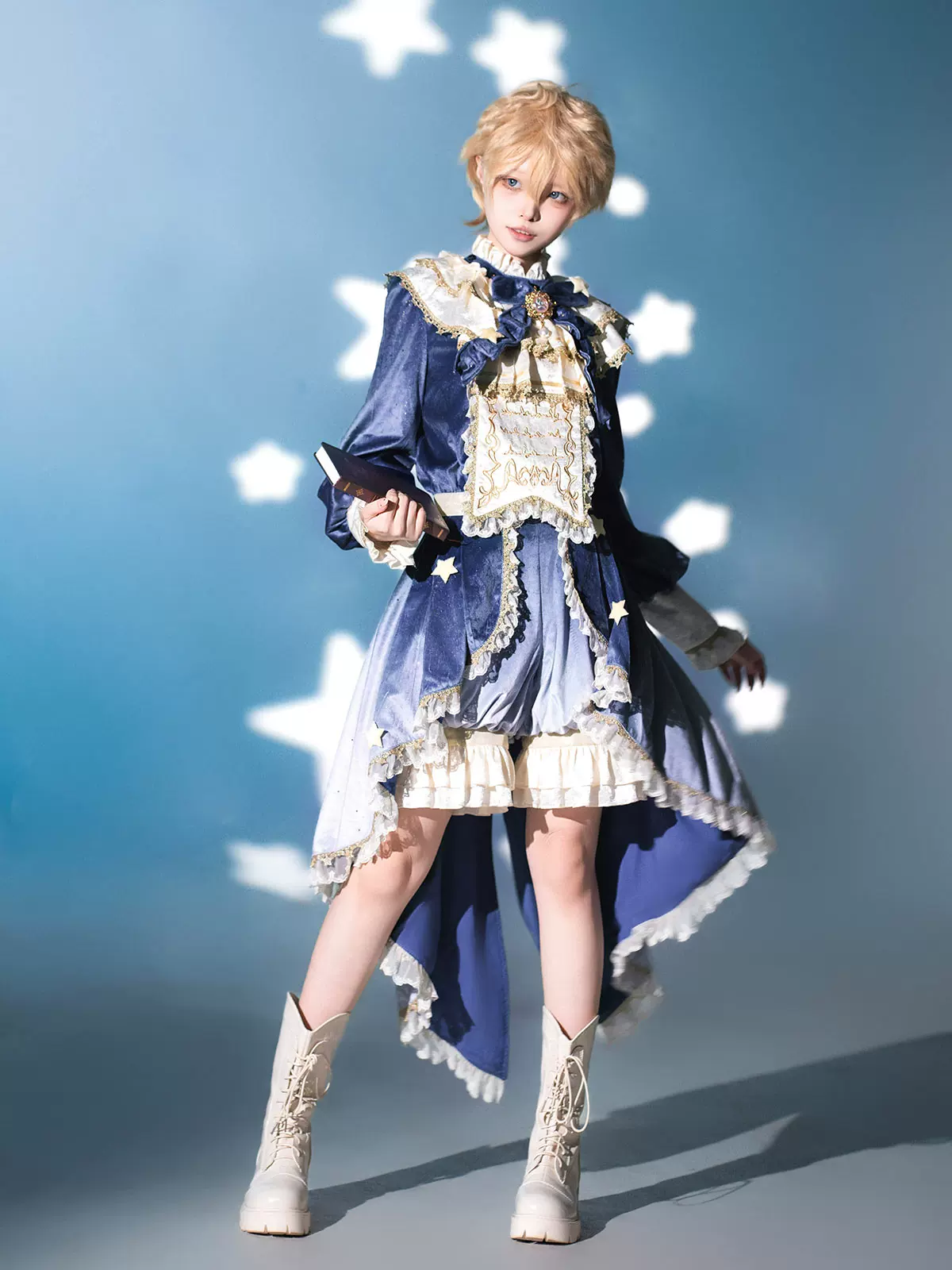 Dream Cloud - Ouji Lolita High-Low Tailcoat, Puffy Lantern Shorts