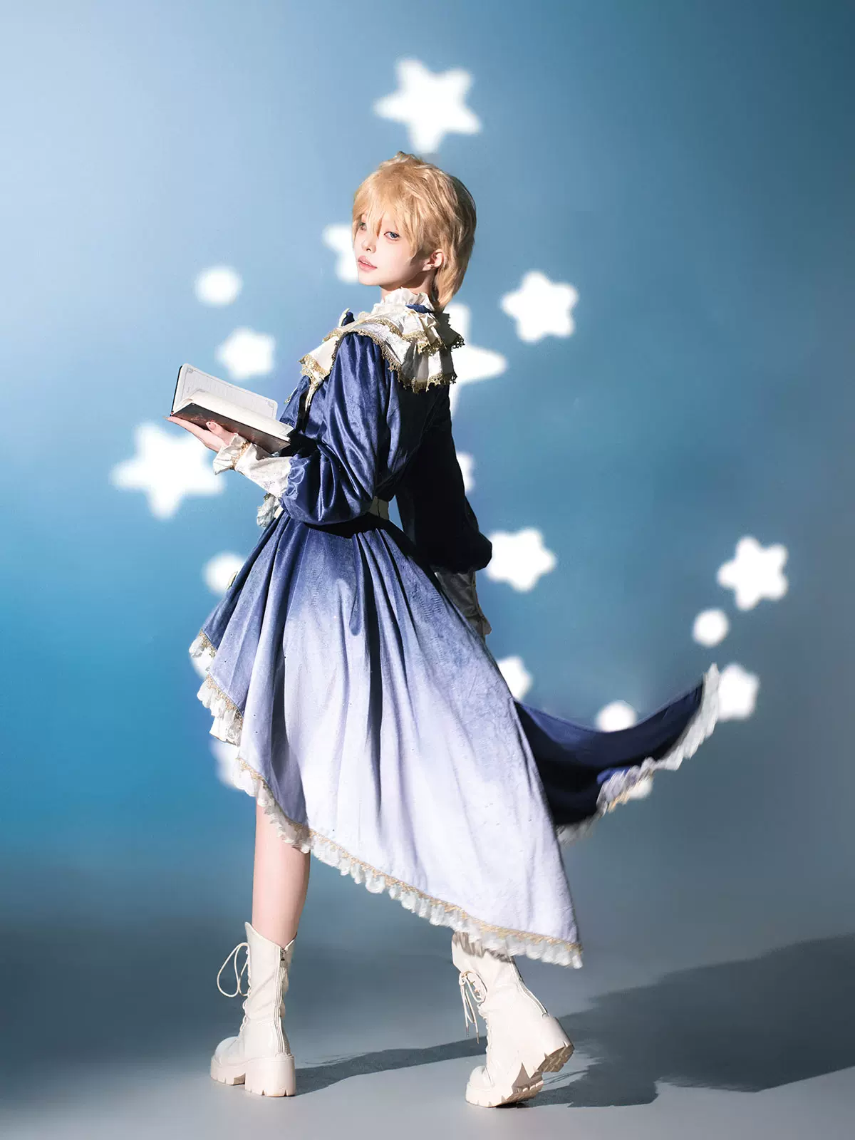 Dream Cloud - Ouji Lolita High-Low Tailcoat, Puffy Lantern Shorts - Image 2