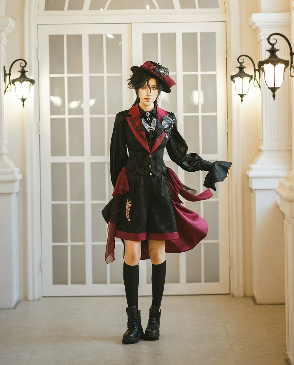 Moonnight Return - Ouji Lolita Jacquard Pants & Shorts, Side Pockets - Image 20