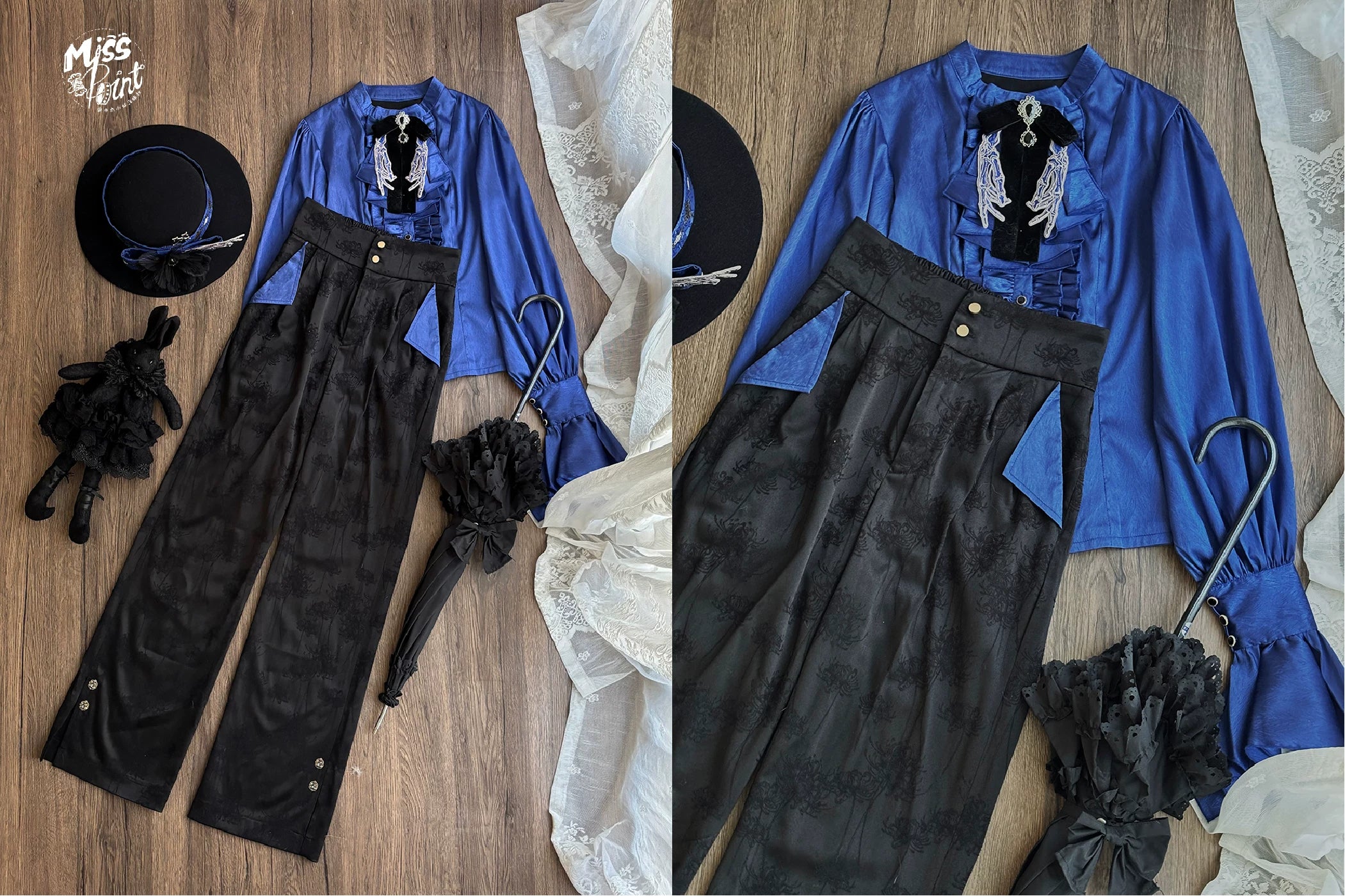 Moonnight Return - Ouji Lolita Jacquard Pants & Shorts, Side Pockets - Image 7