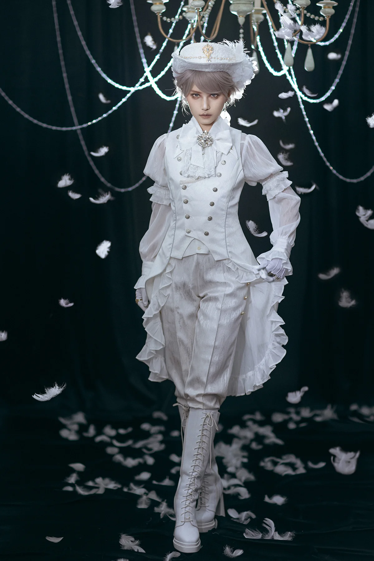 Subtle Prejudice - Ouji Lolita Long Coat Hight-Low Hem with a Back Bow - Image 4