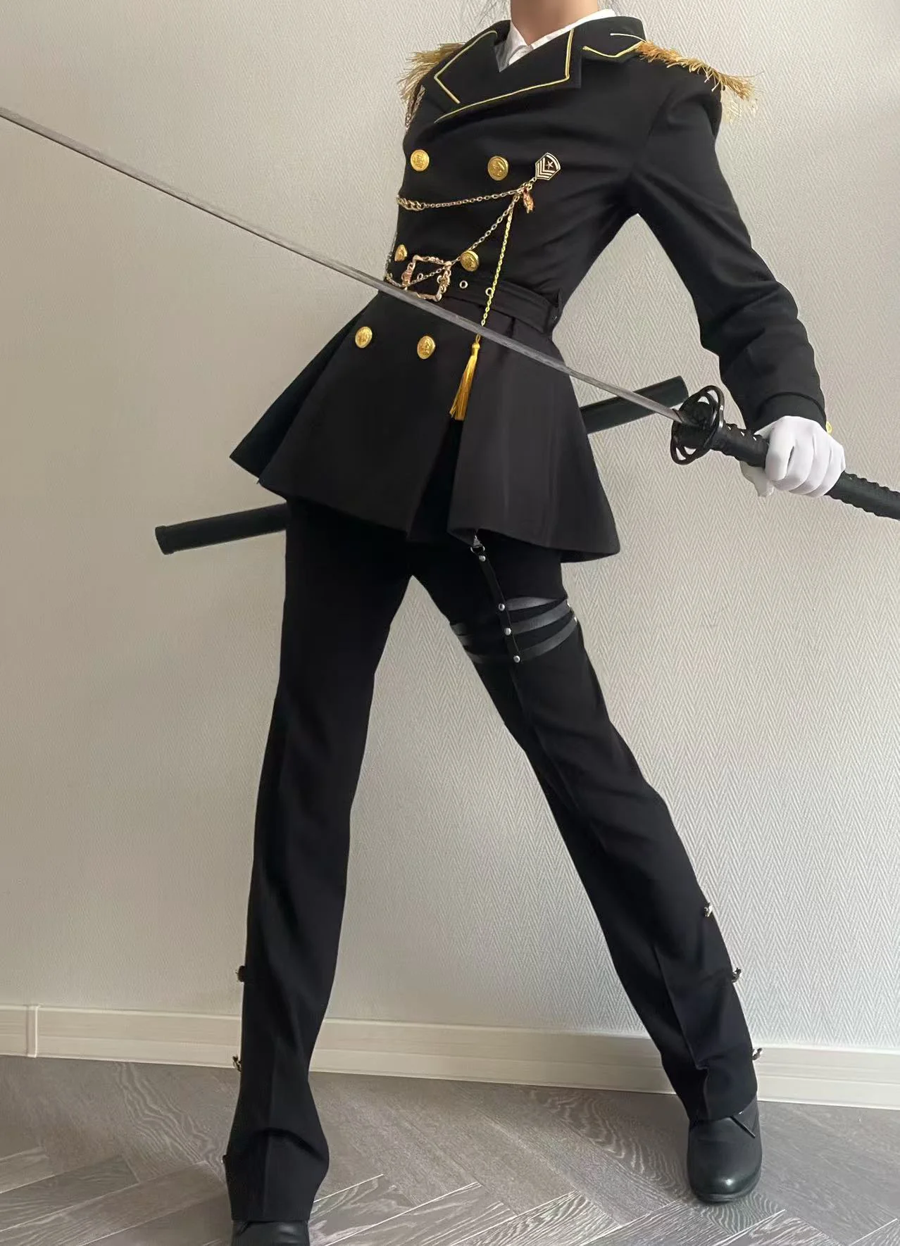 Gazing Galactic - Dawnbreak - Ouji Lolita Pants Suit with Military Coat and Cape - Image 13
