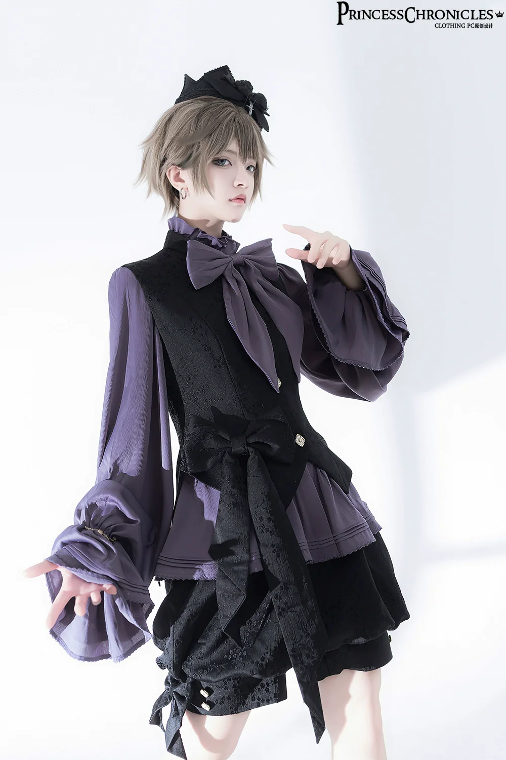 Hunting Rabbit 2.0 - Ouji Lolita Retro Cool Purple Shirt & Shorts Set - Image 16