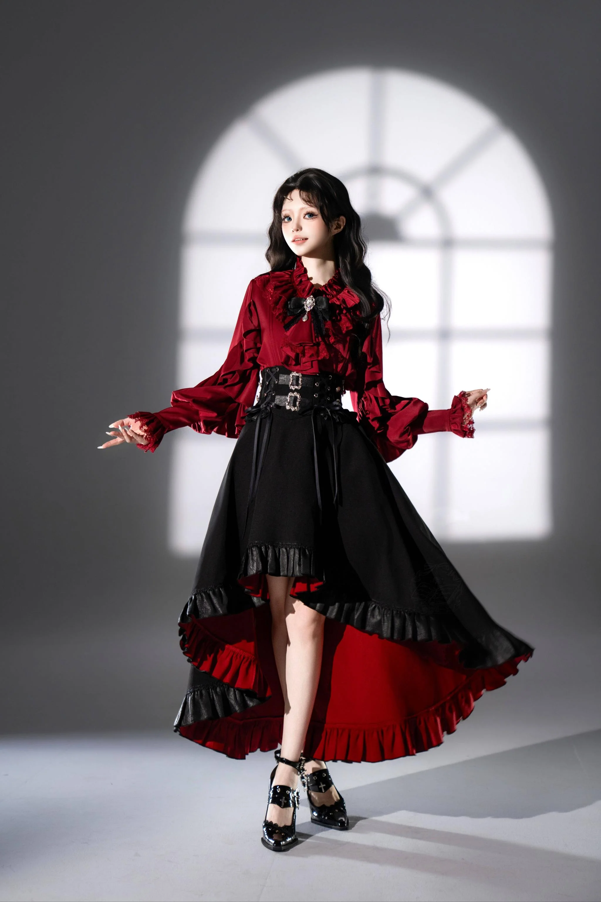Night & Day Sonata SP - Ouji Lolita Satin Blouse Set, Shorts & Mermaid SK - Image 12