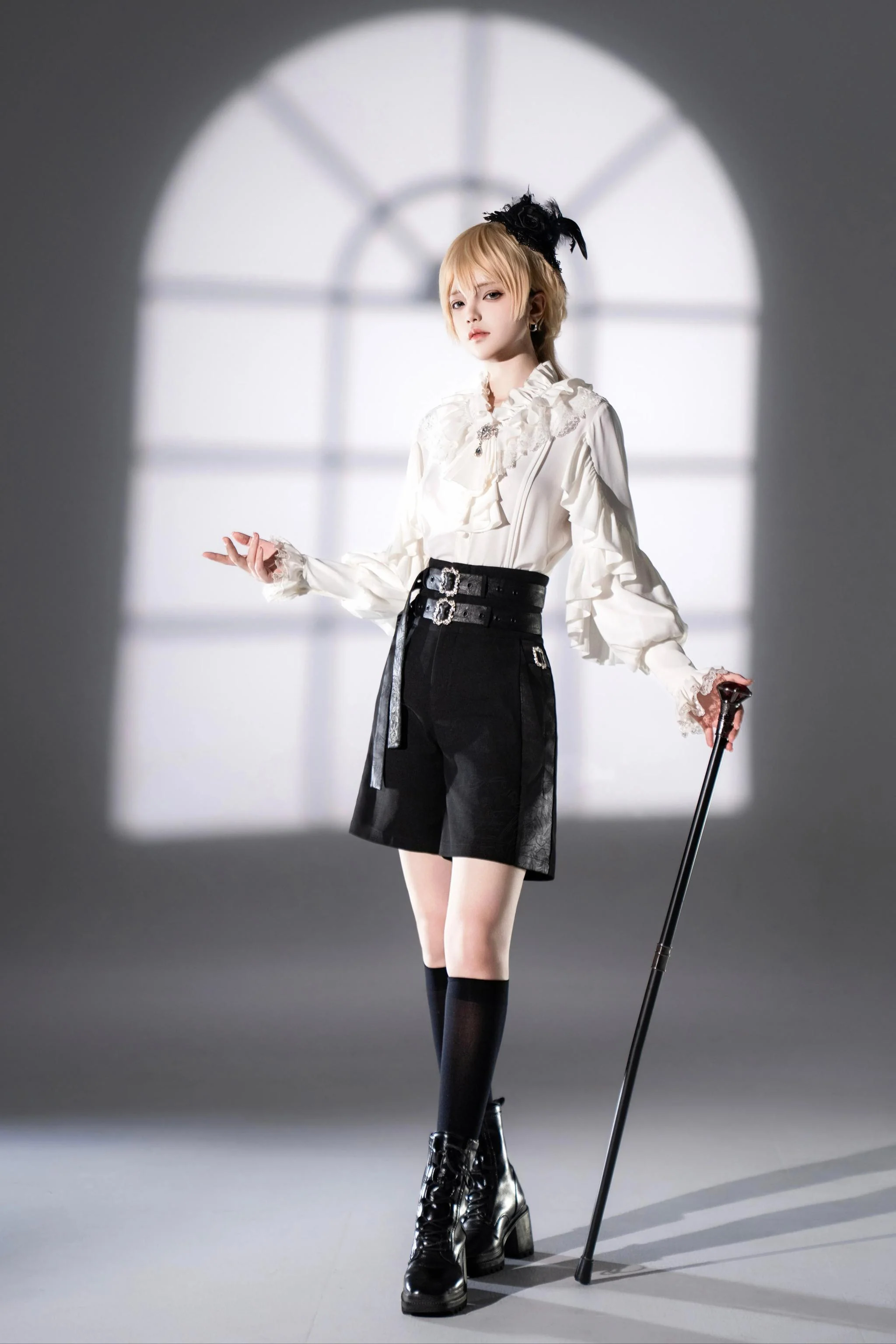 Night & Day Sonata SP - Ouji Lolita Satin Blouse Set, Shorts & Mermaid SK - Image 15