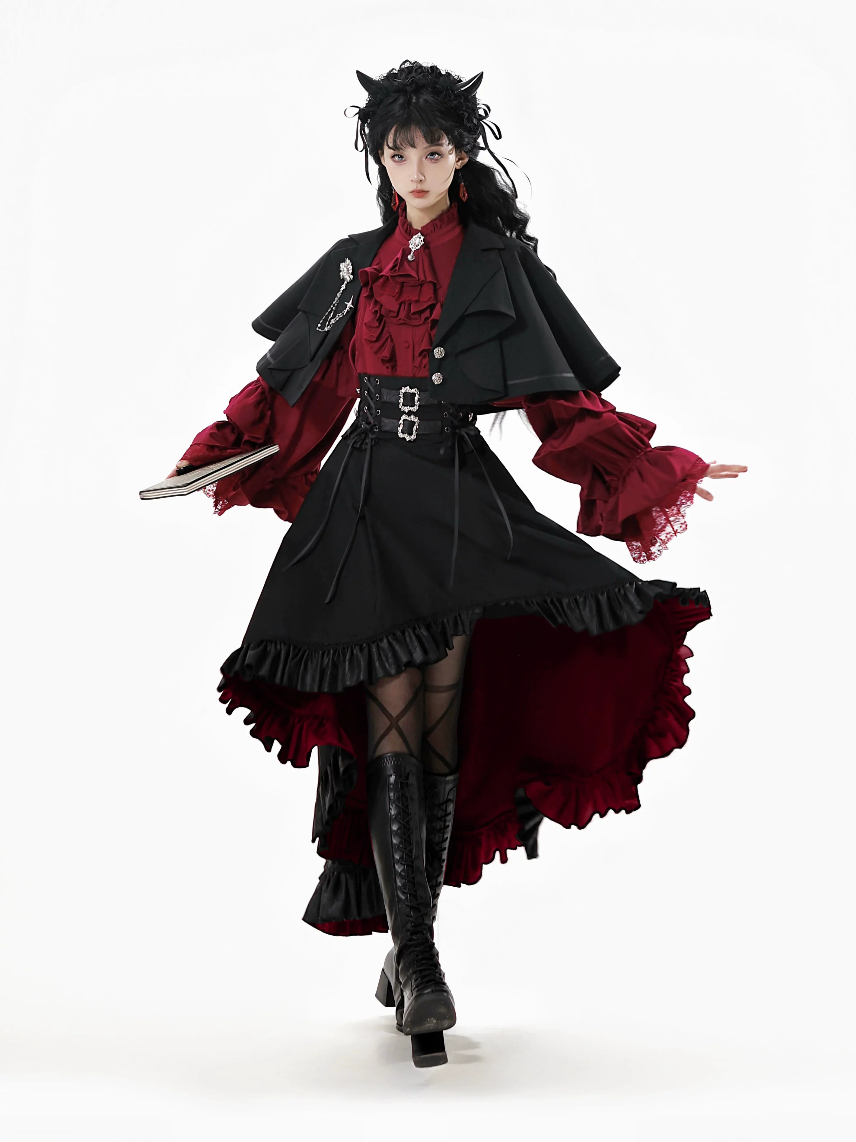 Night & Day Sonata SP - Ouji Lolita Satin Blouse Set, Shorts & Mermaid SK - Image 17