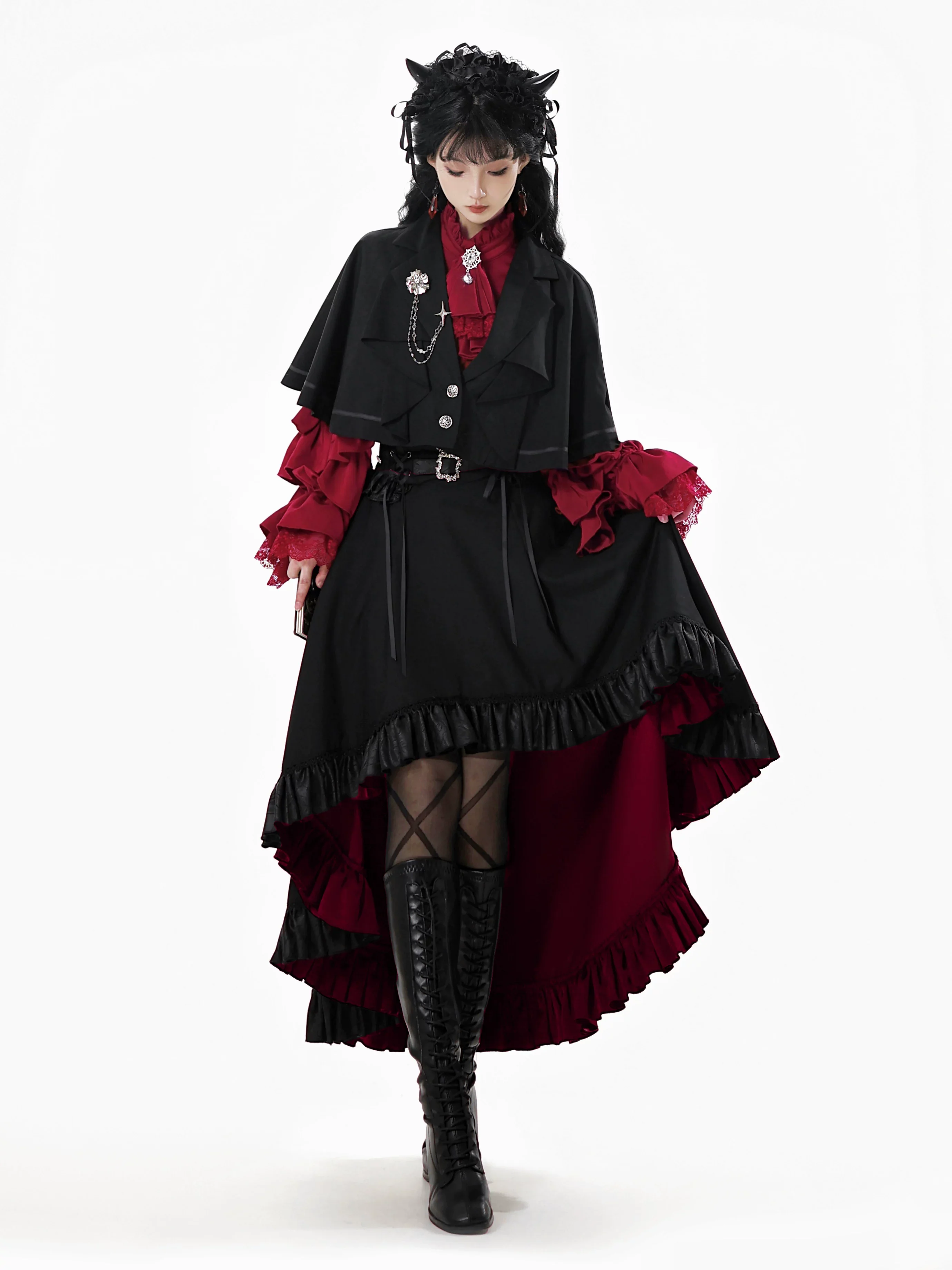 Night & Day Sonata SP - Ouji Lolita Satin Blouse Set, Shorts & Mermaid SK - Image 18