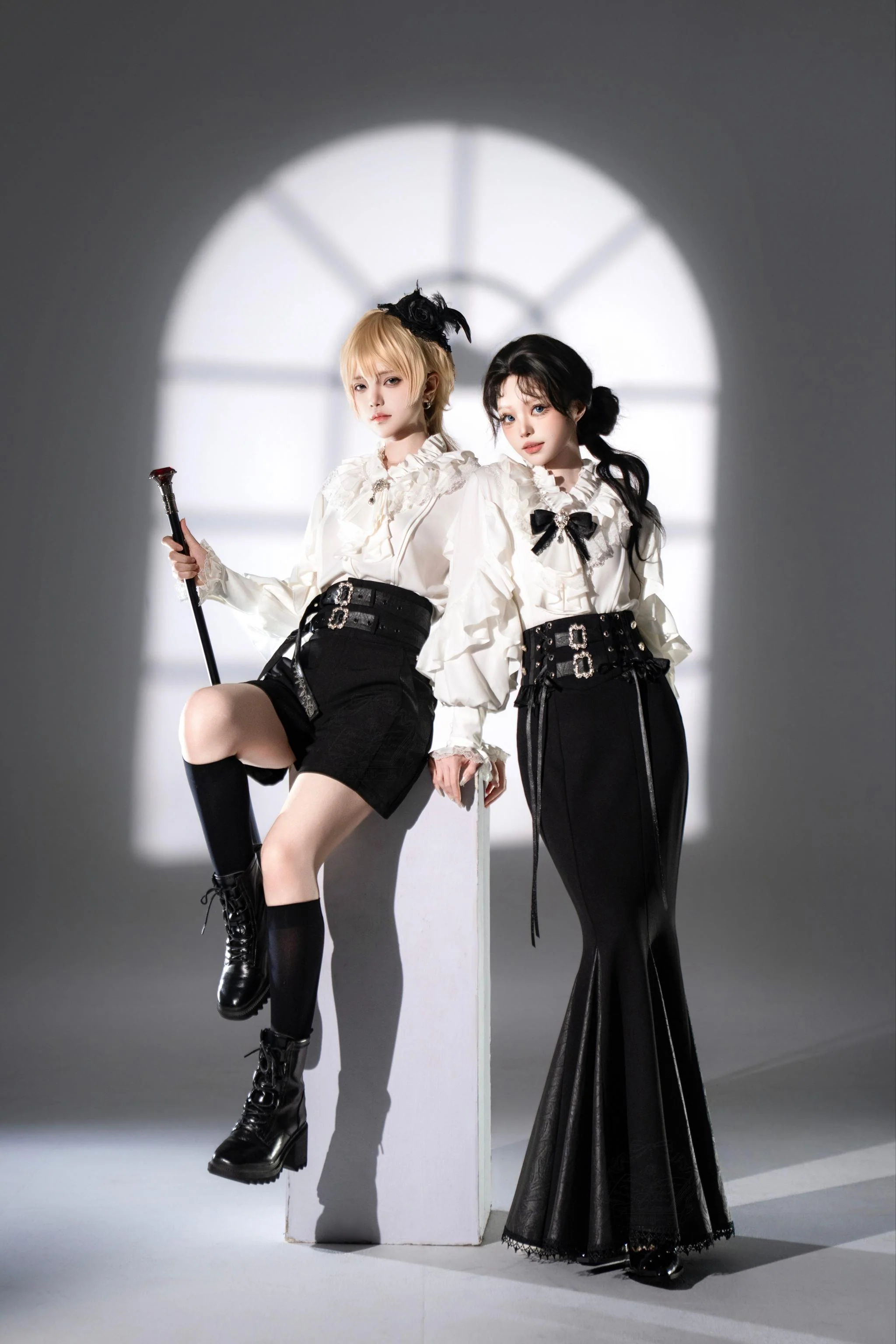 Night & Day Sonata SP - Ouji Lolita Satin Blouse Set, Shorts & Mermaid SK - Image 5