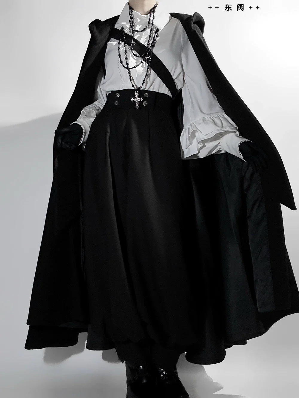 Codename 003 - Ouji Lolita Shirt and Pants Set, Hooded Cape - Image 15