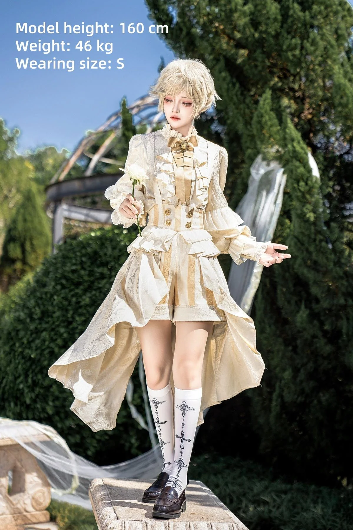 Ouji Lolita Suspender Shorts & Jacquard Shirt - Image 5