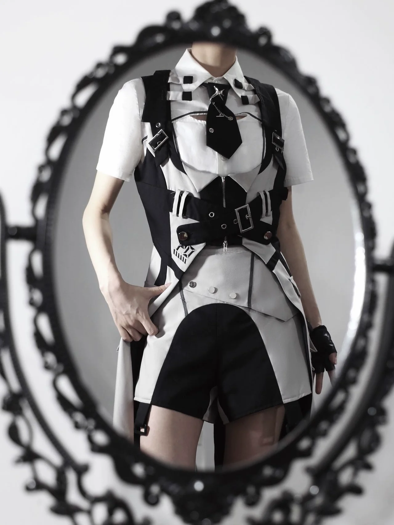 Sky Core Record - Ouji Lolita Shorts Suits Short Sleeve Dress Set - Image 5