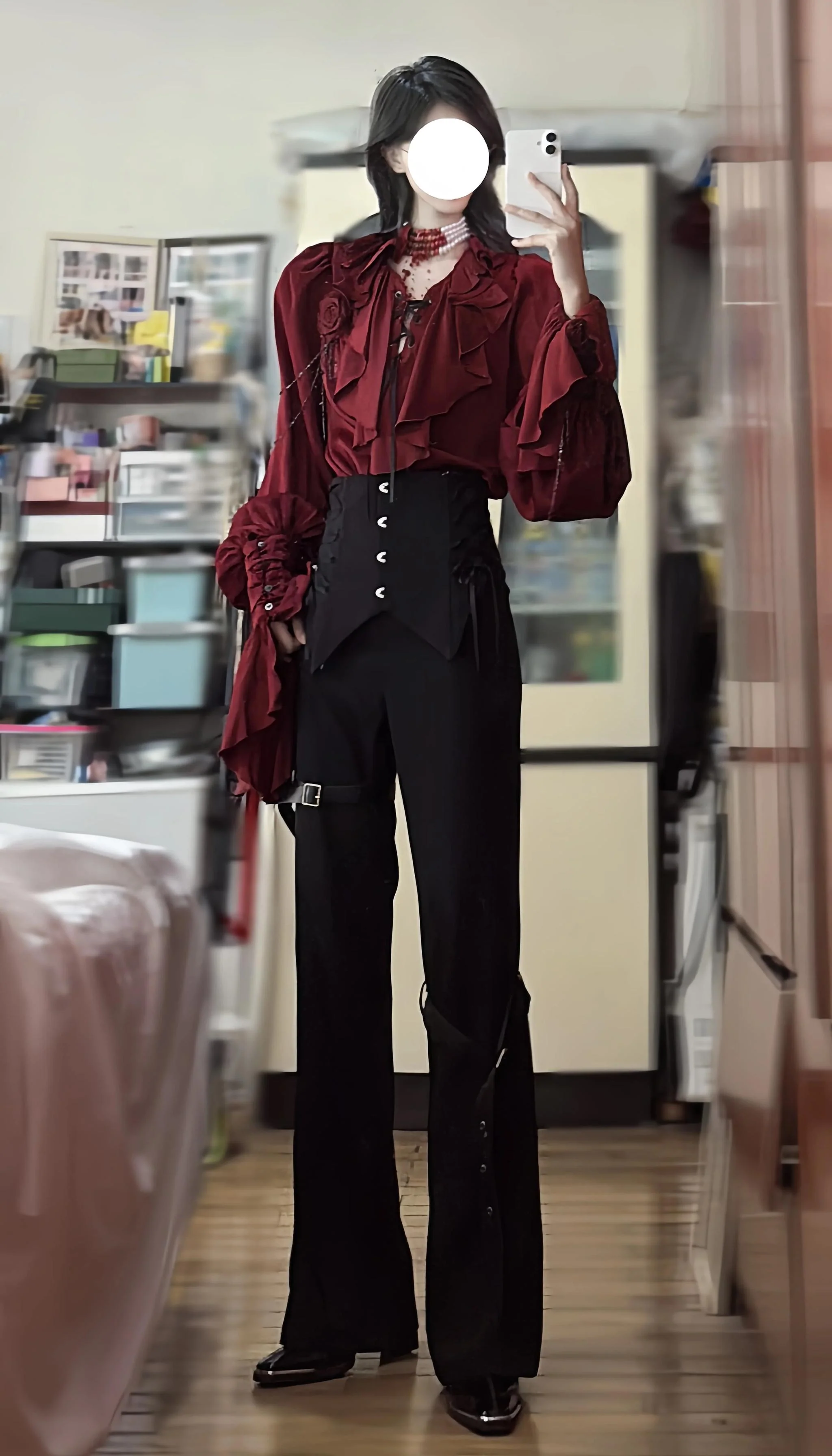 Ouji Lolita V-Line Backless Blouse & Slight Flare Pants - Image 19