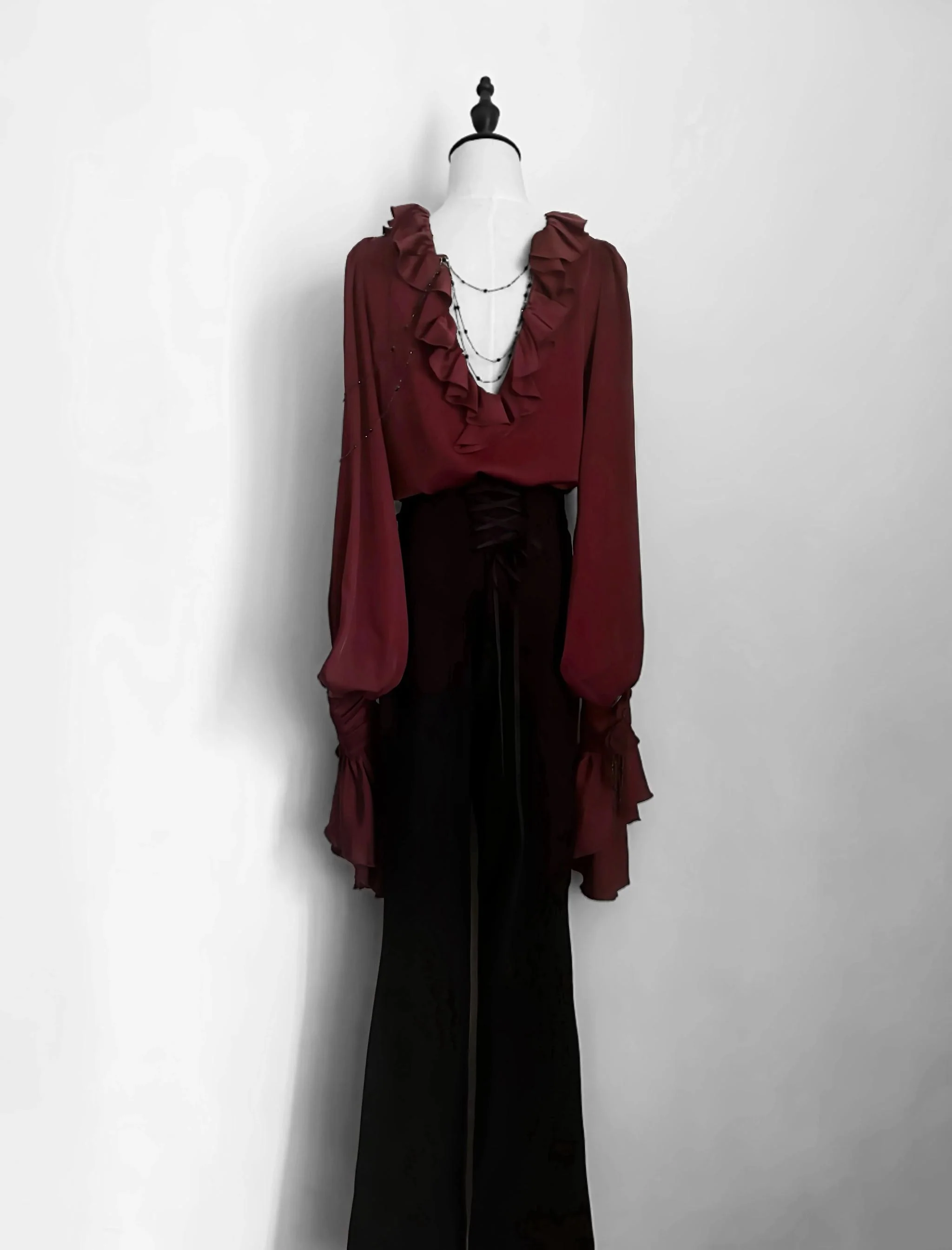 Ouji Lolita V-Line Backless Blouse & Slight Flare Pants - Image 9