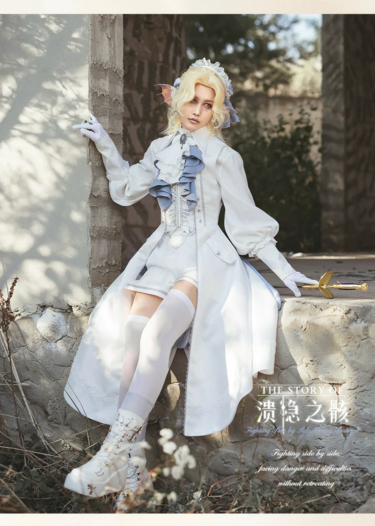 Crumbling Skeleton - Ouji Lolita Fishbone Embroideried Vest & Skirt Suits - Image 17