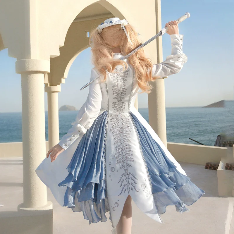 Crumbling Skeleton - Ouji Lolita Fishbone Embroideried Vest & Skirt Suits - Image 31