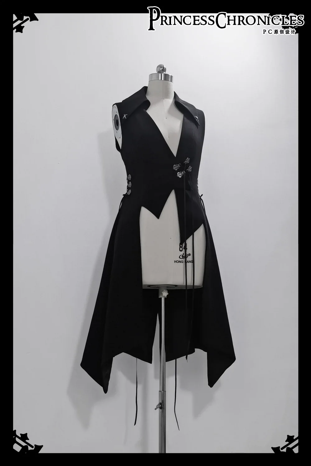 Crimson Ash Zero - Ouji Lolita Vest Handsome Slim Long Black Vest - Image 14