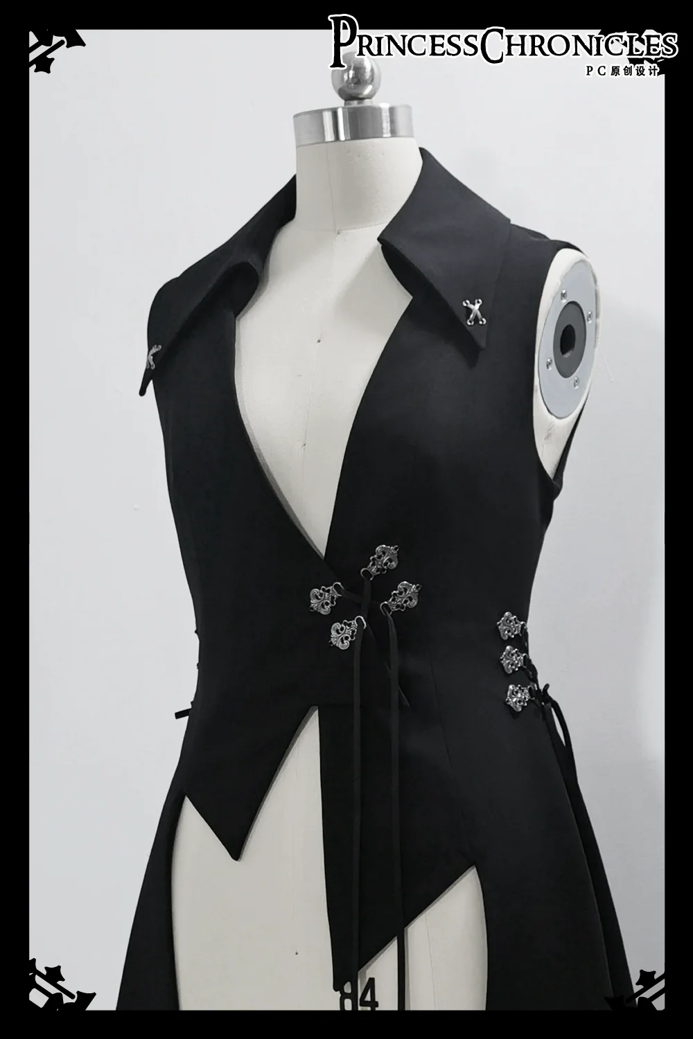 Crimson Ash Zero - Ouji Lolita Vest Handsome Slim Long Black Vest - Image 19