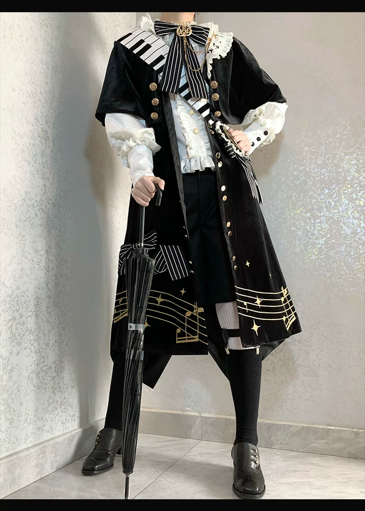Black and White Sonata - Ouji Lolita Vest Suit and Vintage Lolita OP Dress - Image 20