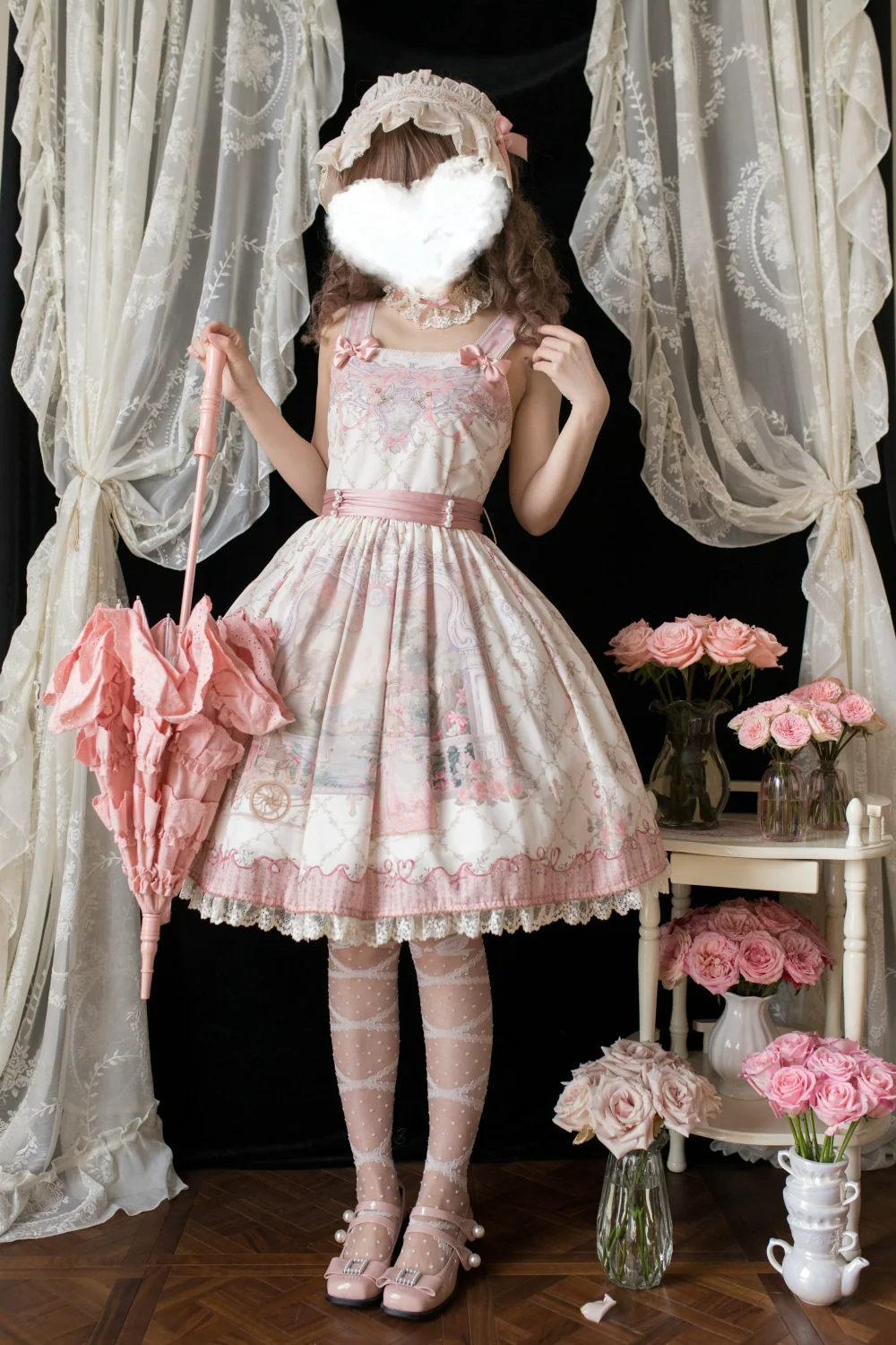 Moon River - Swan Lake Mirror - Pink Sweet Lolita Print JSK Dress - Image 12