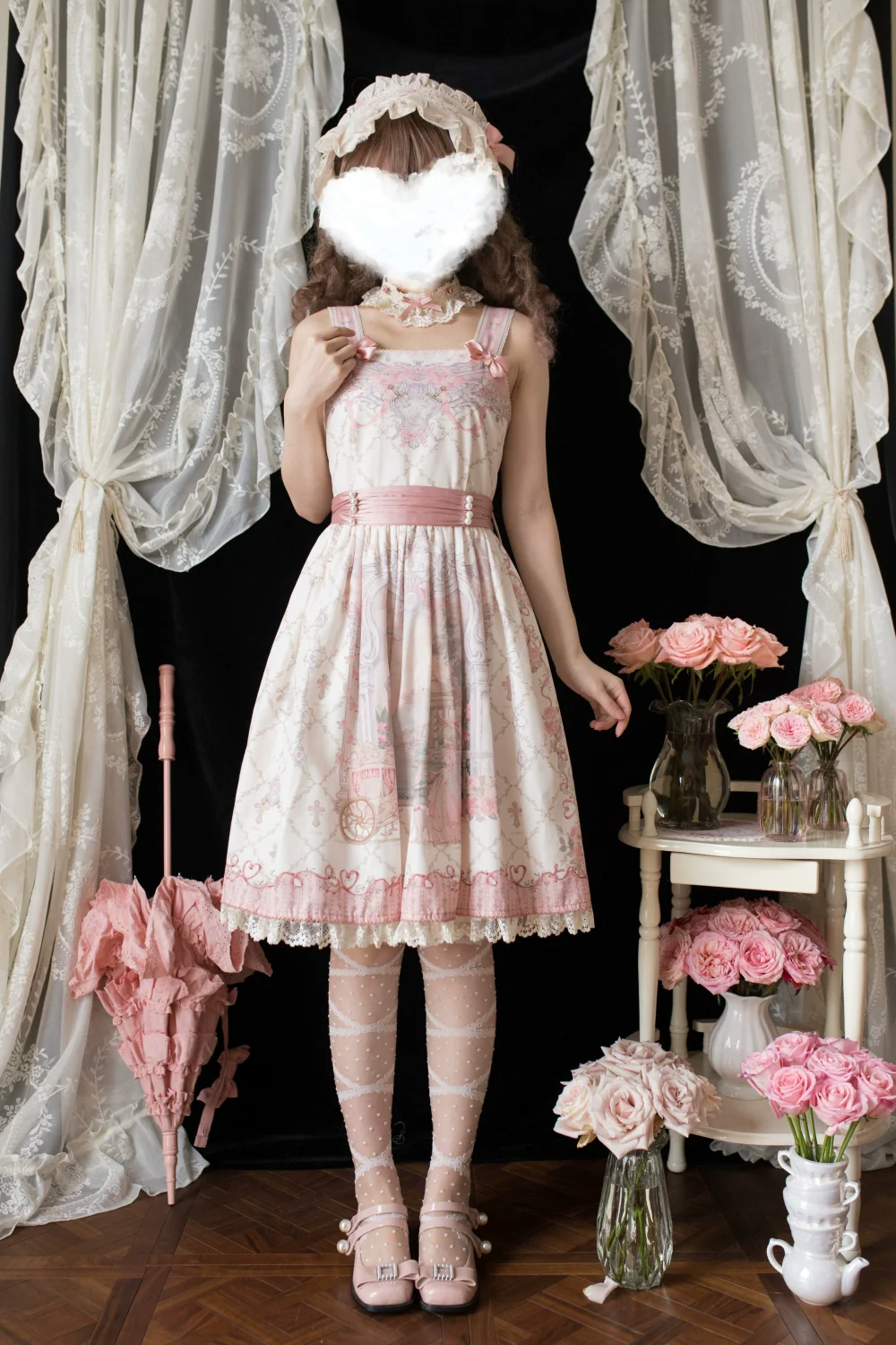 Moon River - Swan Lake Mirror - Pink Sweet Lolita Print JSK Dress - Image 13