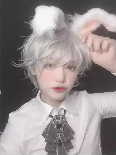 PippiPalace - Mr. Rabbit - Gray Slightly Short Curly Wig - Image 17