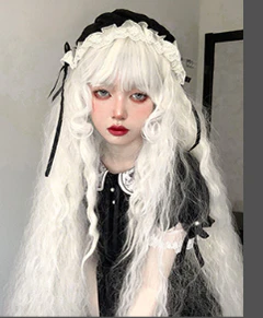 PippiPalace - White Moonlight - Elegant Long White Curly Lolita Wig - Image 8
