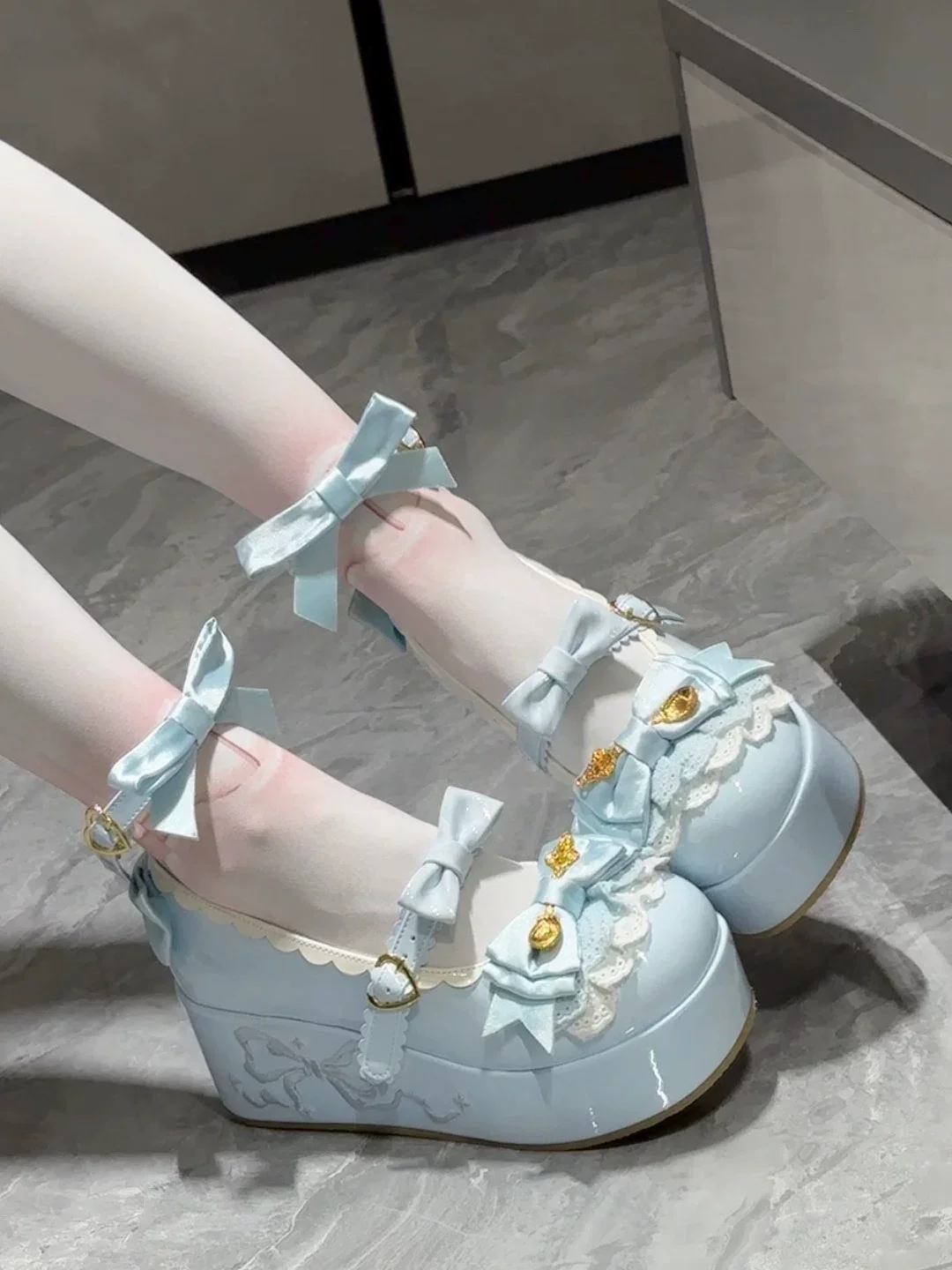Mousse Rolls - Platform Sweet Lolita Shoes, Detachable Golden Spoon - Image 15