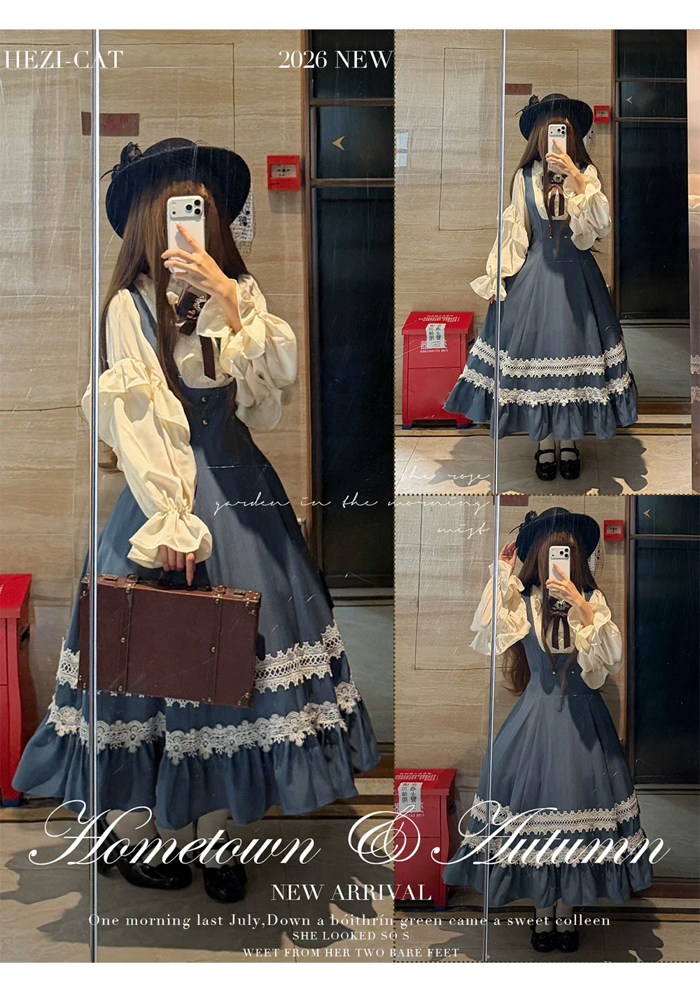 Hometown Autumn - Plus Size Classic Lolita Fake Two-Piece OP Dress - Image 33