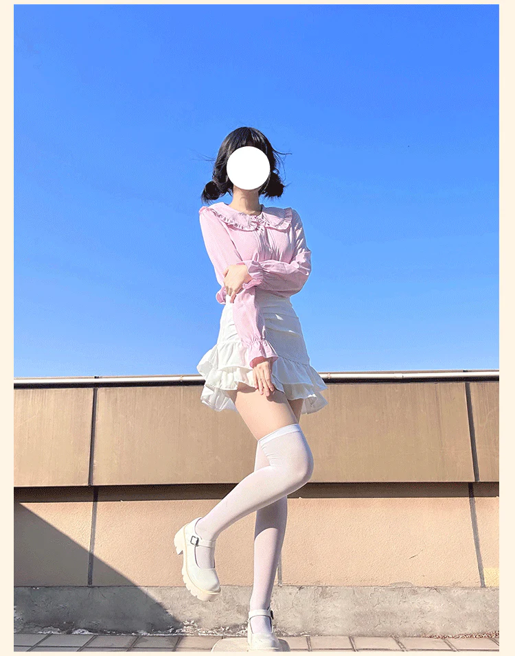 Plus Size Lolita Shirt Long Sleeve Doll Collar Blouse - Image 5