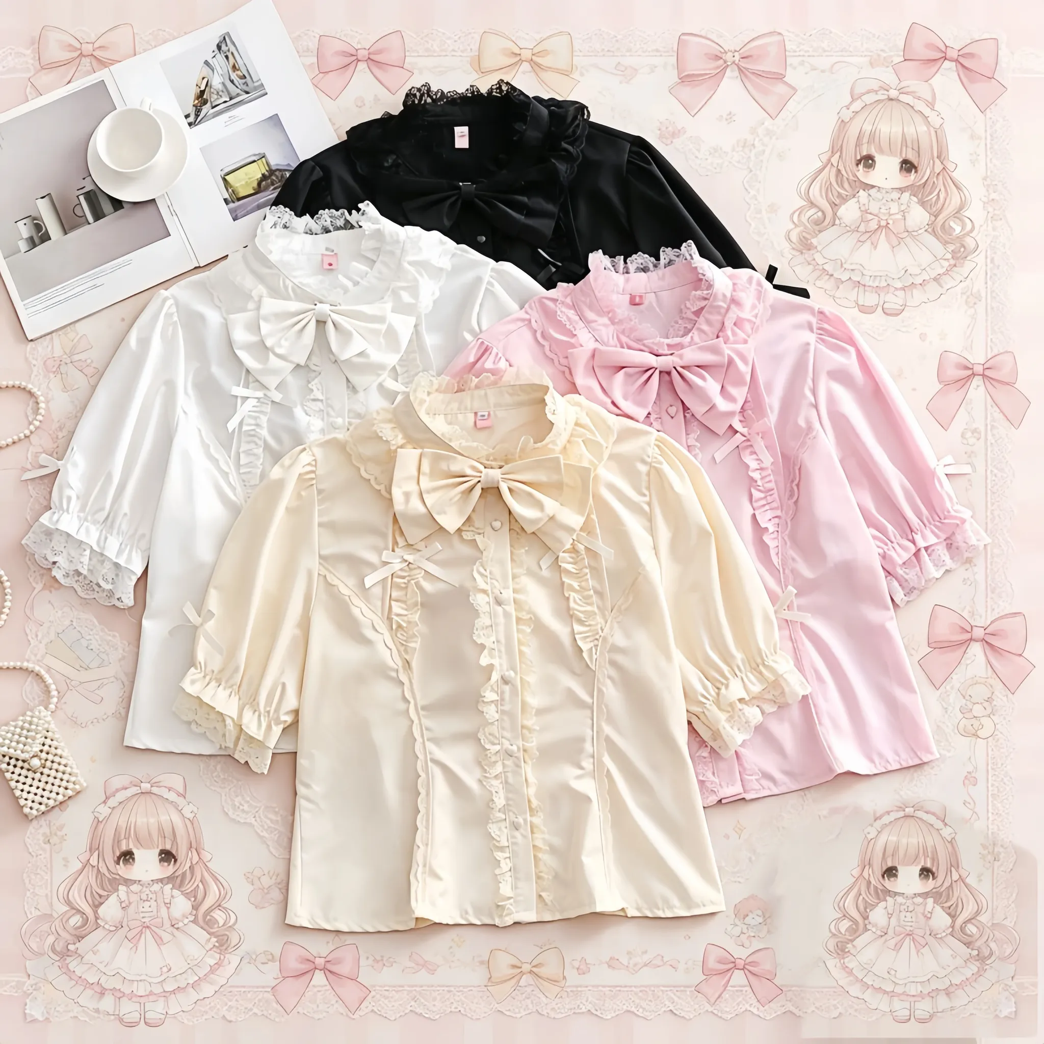Plus Size Sweet Lolita Blouse with Ruffles, Peter Pan Collar - Image 2