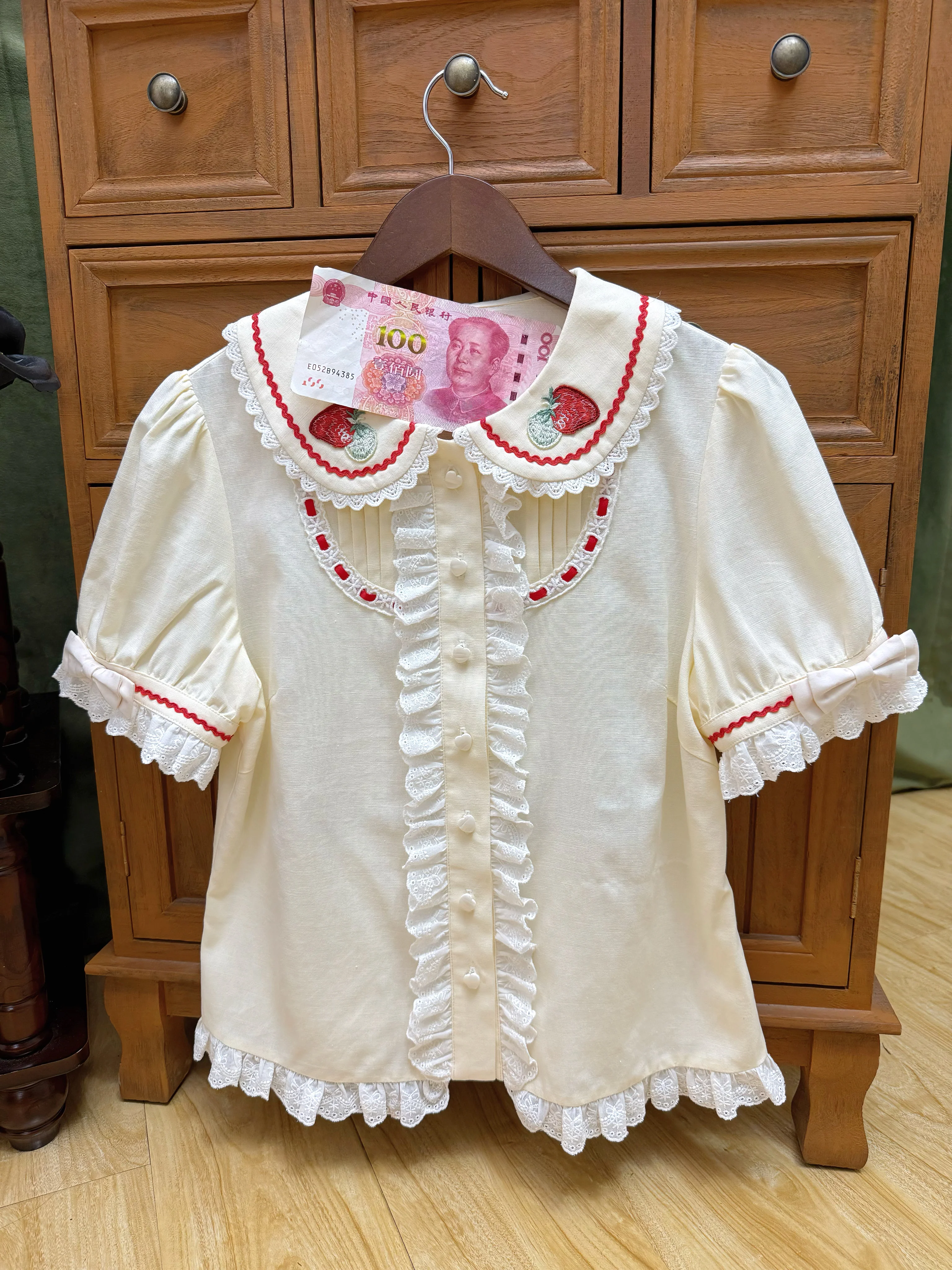 Berry Sweet Dream - Plus Size Sweet Lolita JSK and OP Dress, Strawberry Print - Image 11