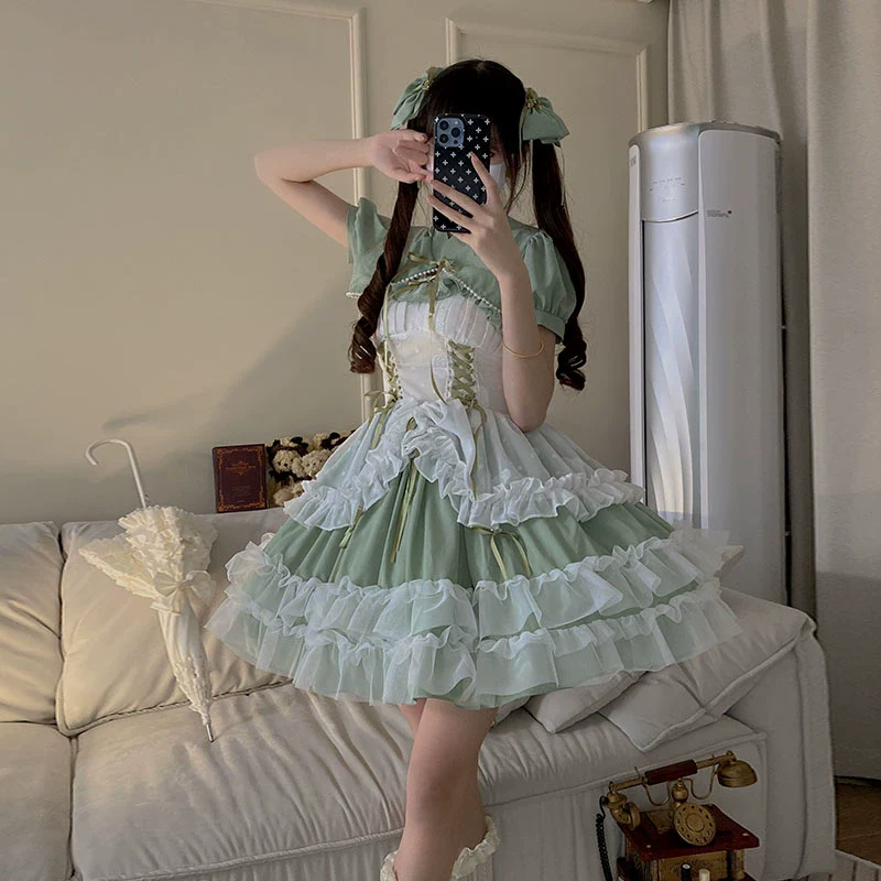 Daydream Whisper - Toting Basil - Plus Size Wedding Lolita Dress Green Bridal JSK - Image 12