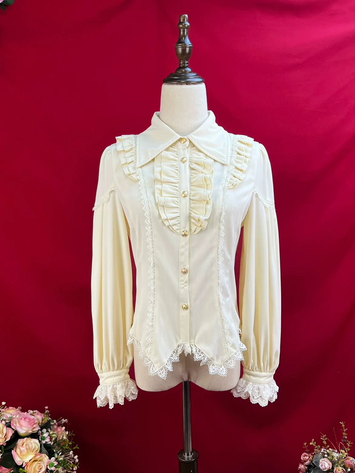 Night Banquet - Pointed Collar Classic Lolita Shirt, Long Sleeve - Image 3
