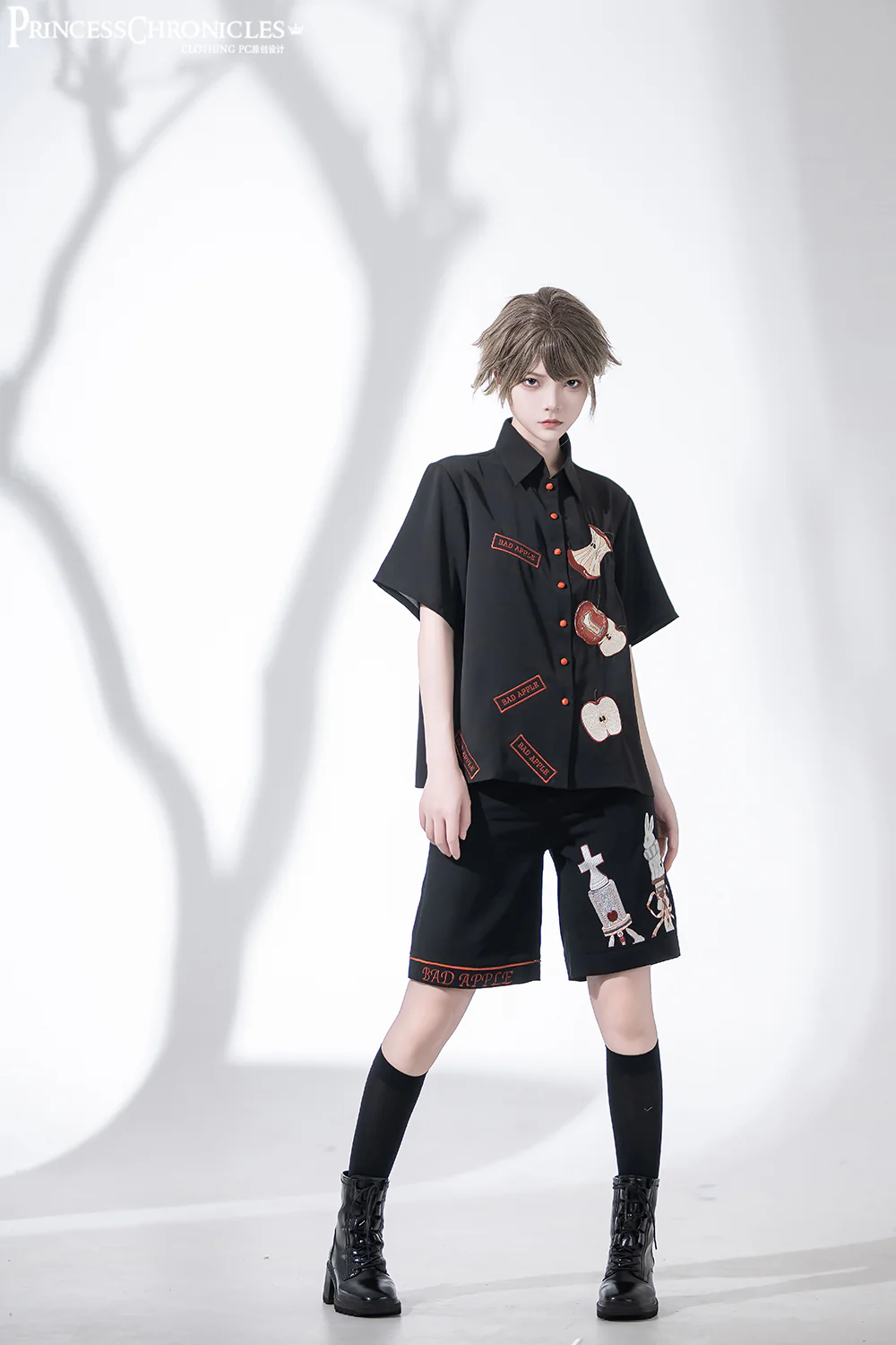 Badapple - Ouji Lolita Black Shirt and Shorts Set - Image 3