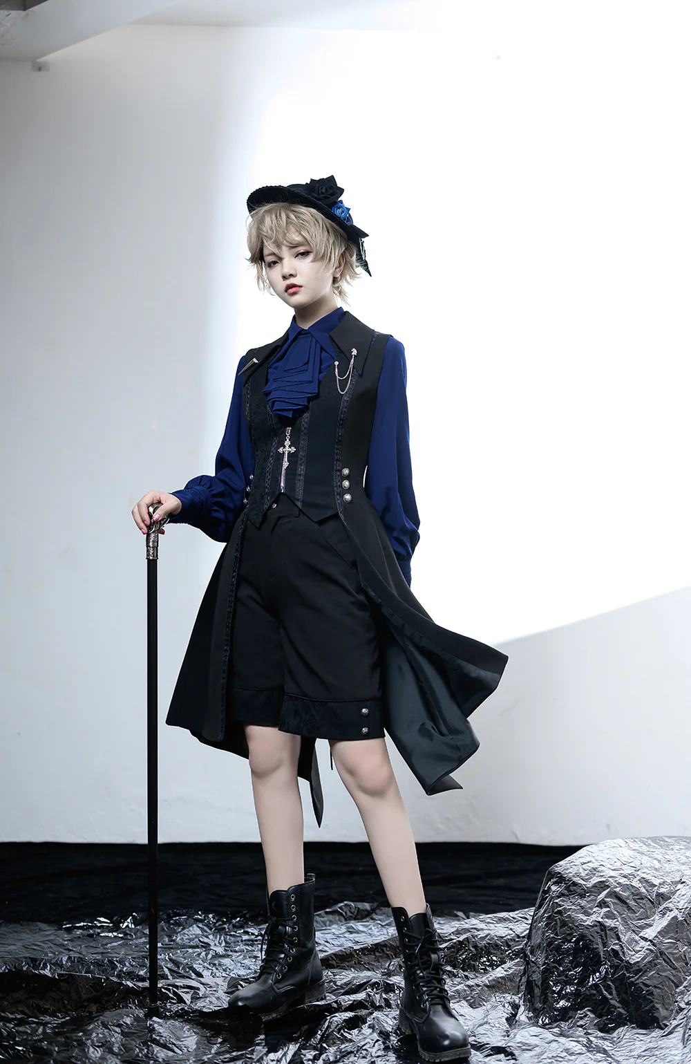 Black and Blue - Ouji Lolita Casual Shorts - Image 10