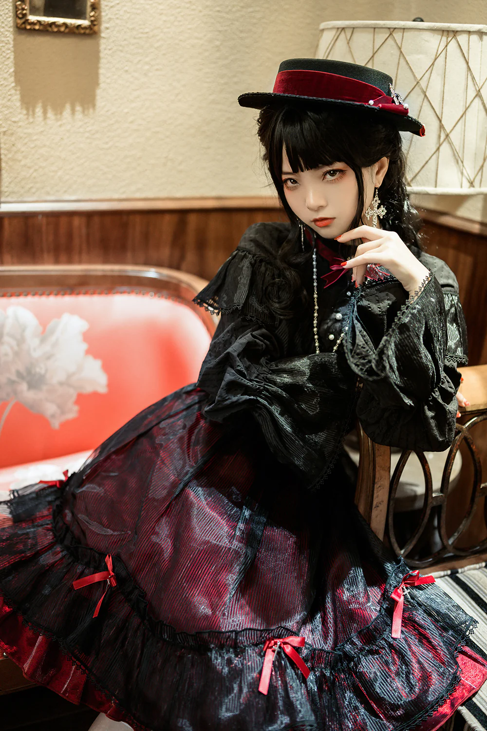 Gothic Lolita Cross Shaped Pearl Necklace - Image 3
