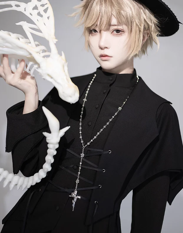 Yan Ye - Gothic Lolita Cross Shaped Rose Necklace - Image 9