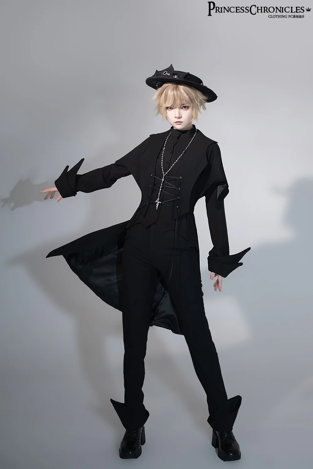 Yan Ye - Ouji Lolita Black Flat Hat - Image 3